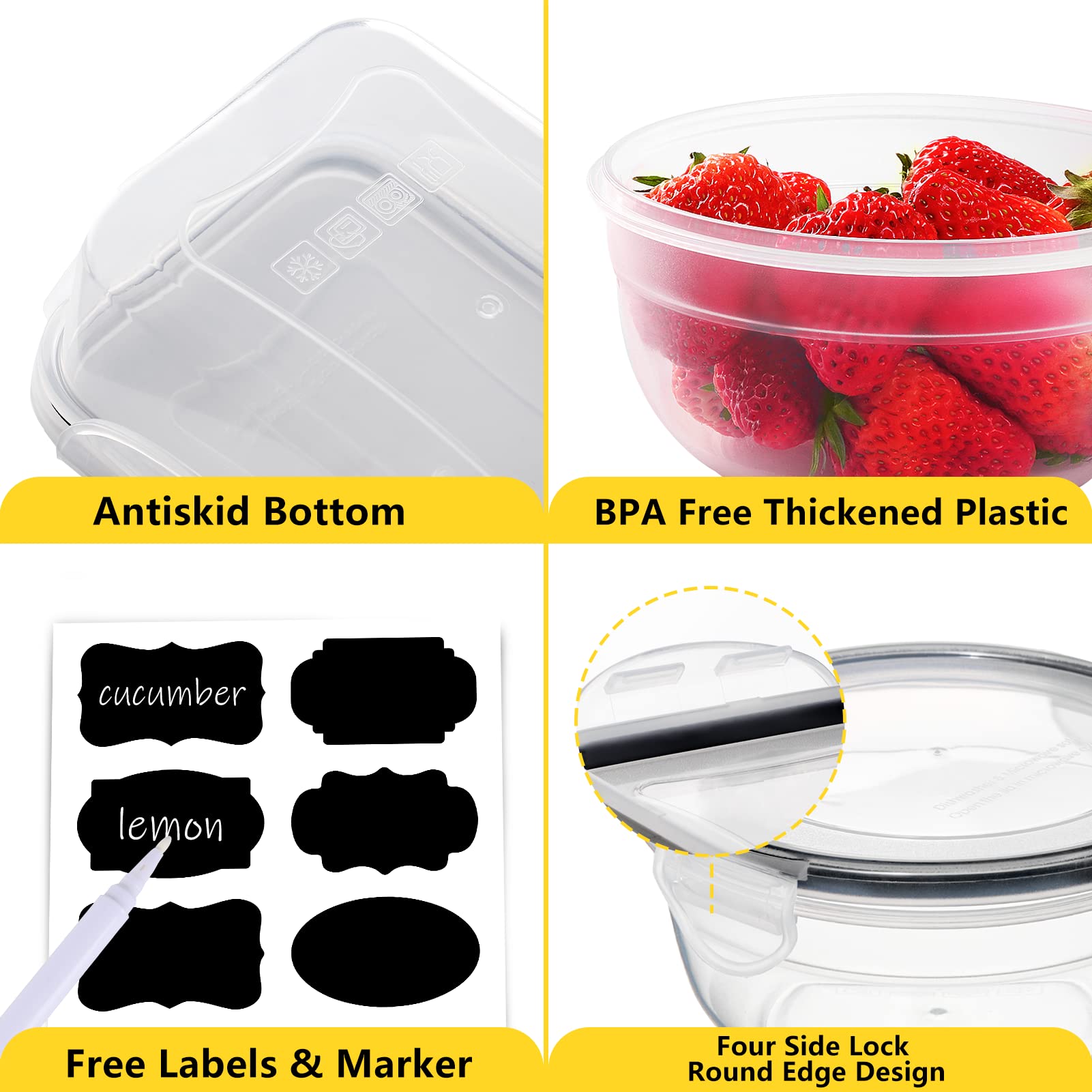 34 Pcs Food Storage Containers Set With Airtight Lids (17 Lids &17 Containers) - Bpa-Free Plastic Food Container For Kitchen Sto