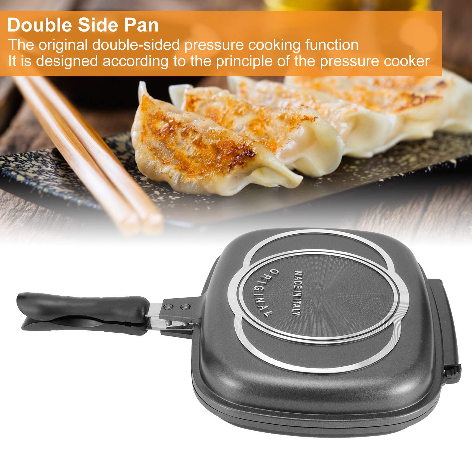Rbsd Double-Sided Frying Pan, 32Cm/12.6In Bbq Grill Pan, Double Side Pressure Cooking Grill Pan, Portable Grill Pot For Home Coo