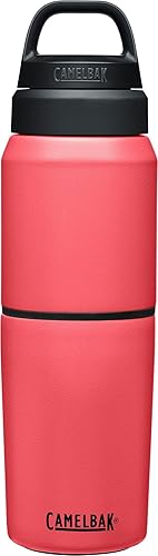 Camelbak Products MultiBev Water Bottle & Travel Cup - Vacuum Insulated Stainless Steel - Wild Strawberry - 17oz bottle & 12oz cup