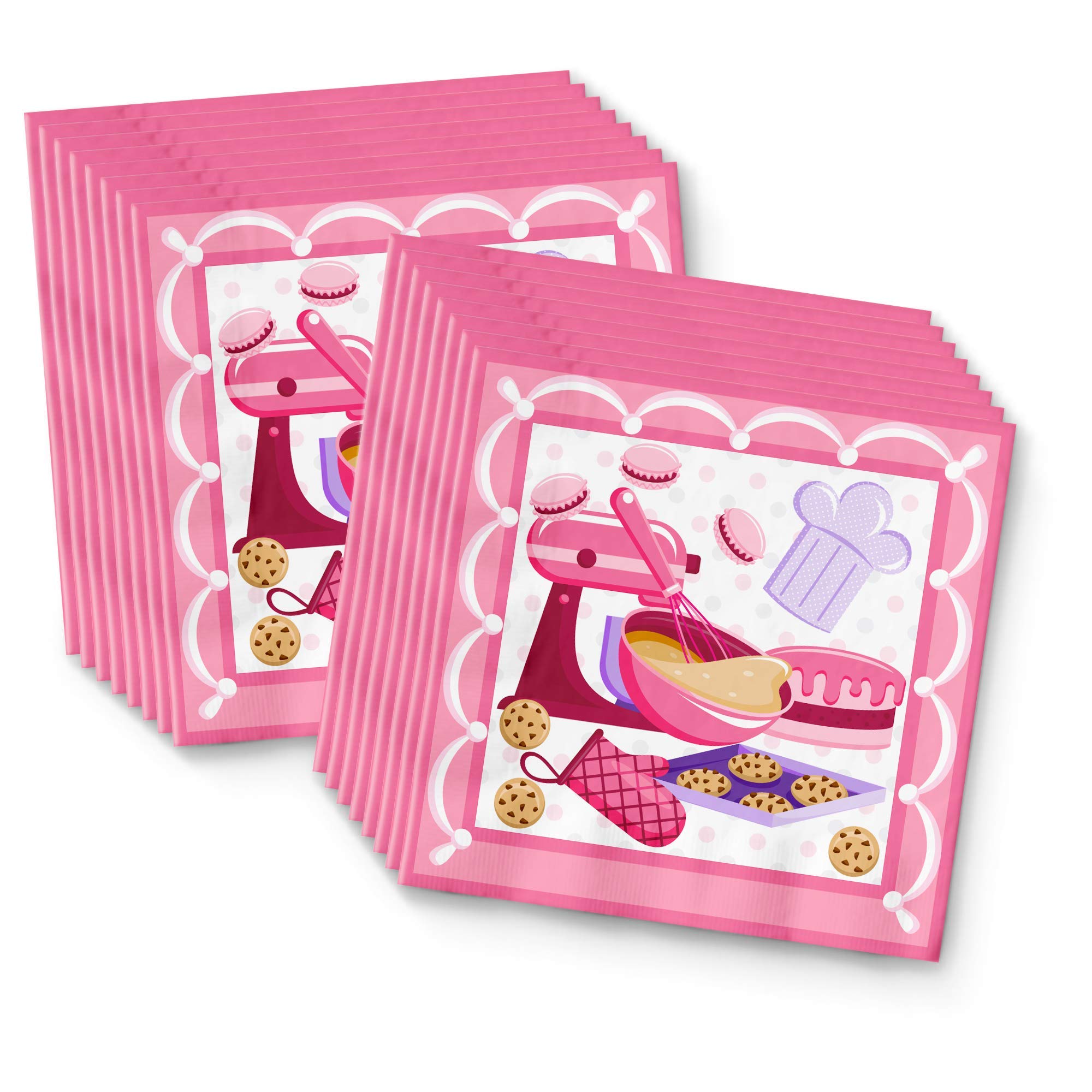 Little Baker Birthday Party Supplies Set Plates Napkins Cups Tableware Kit for 16