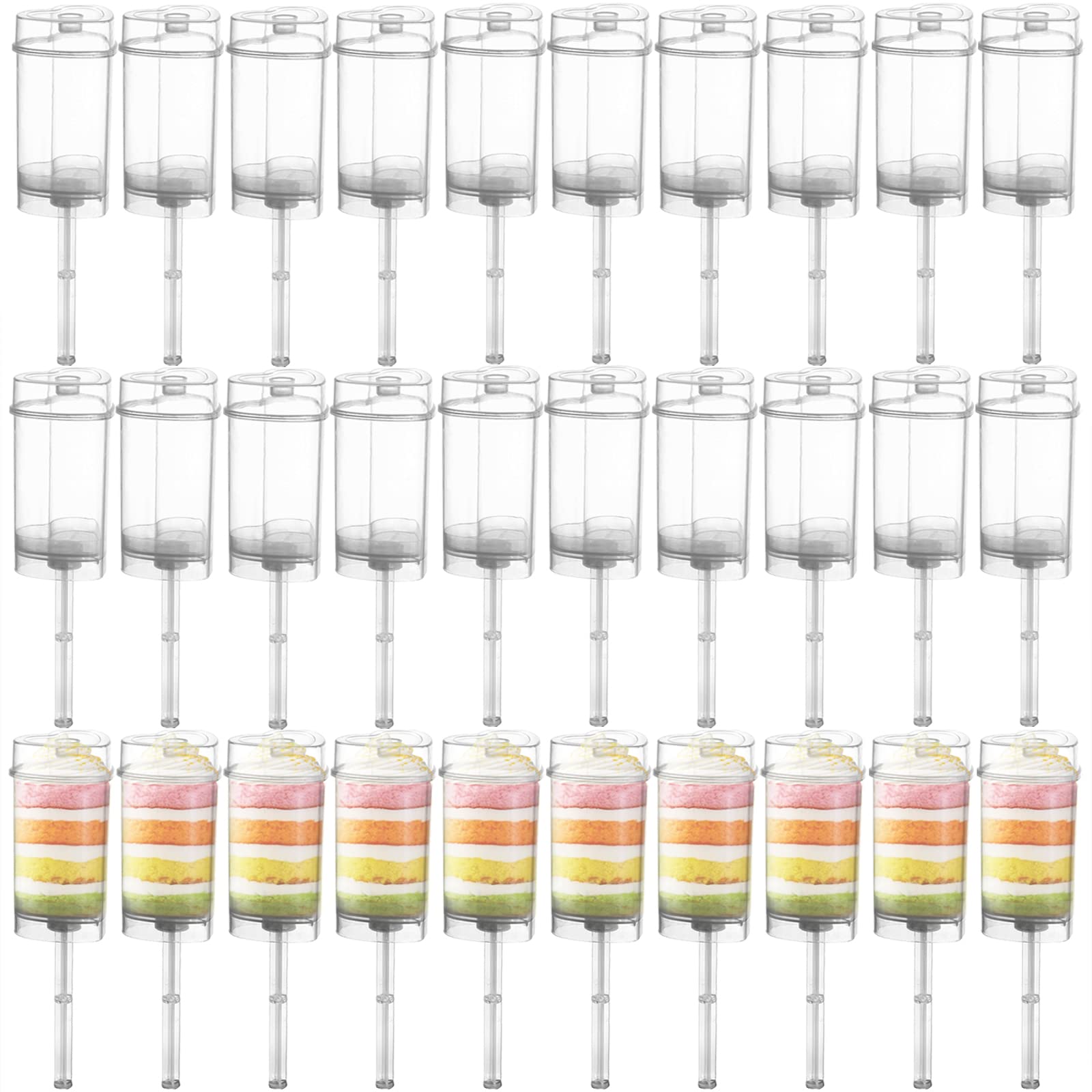 Jucoan 50 Pack Cake Pop Shooter, Heart Shape Plastic Cake Push Up Pop Container With Lid, Base, Stick For Cake, Ice Cream, Desse