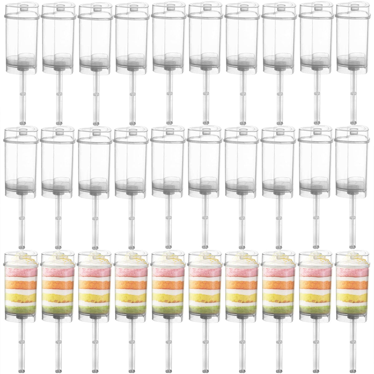 Jucoan 50 Pack Cake Pop Shooter, Heart Shape Plastic Cake Push Up Pop Container With Lid, Base, Stick For Cake, Ice Cream, Desse