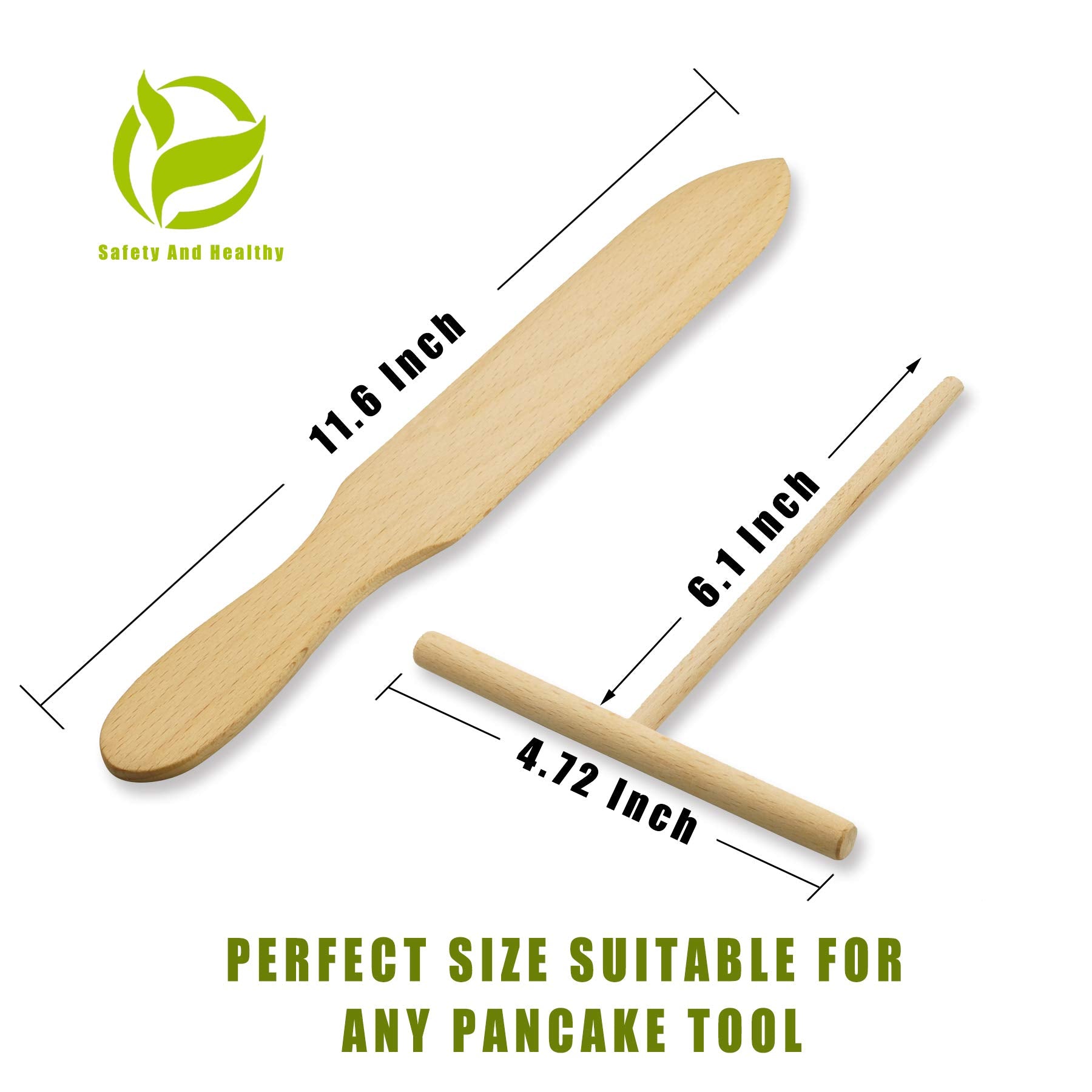 Prowithlin 4 Piece Crepe Spreader And Spatula Set, Crepes Maker Made Of 100% Natural Beech Wood, 12'' Crepe Spatula And 4.7'' Cr