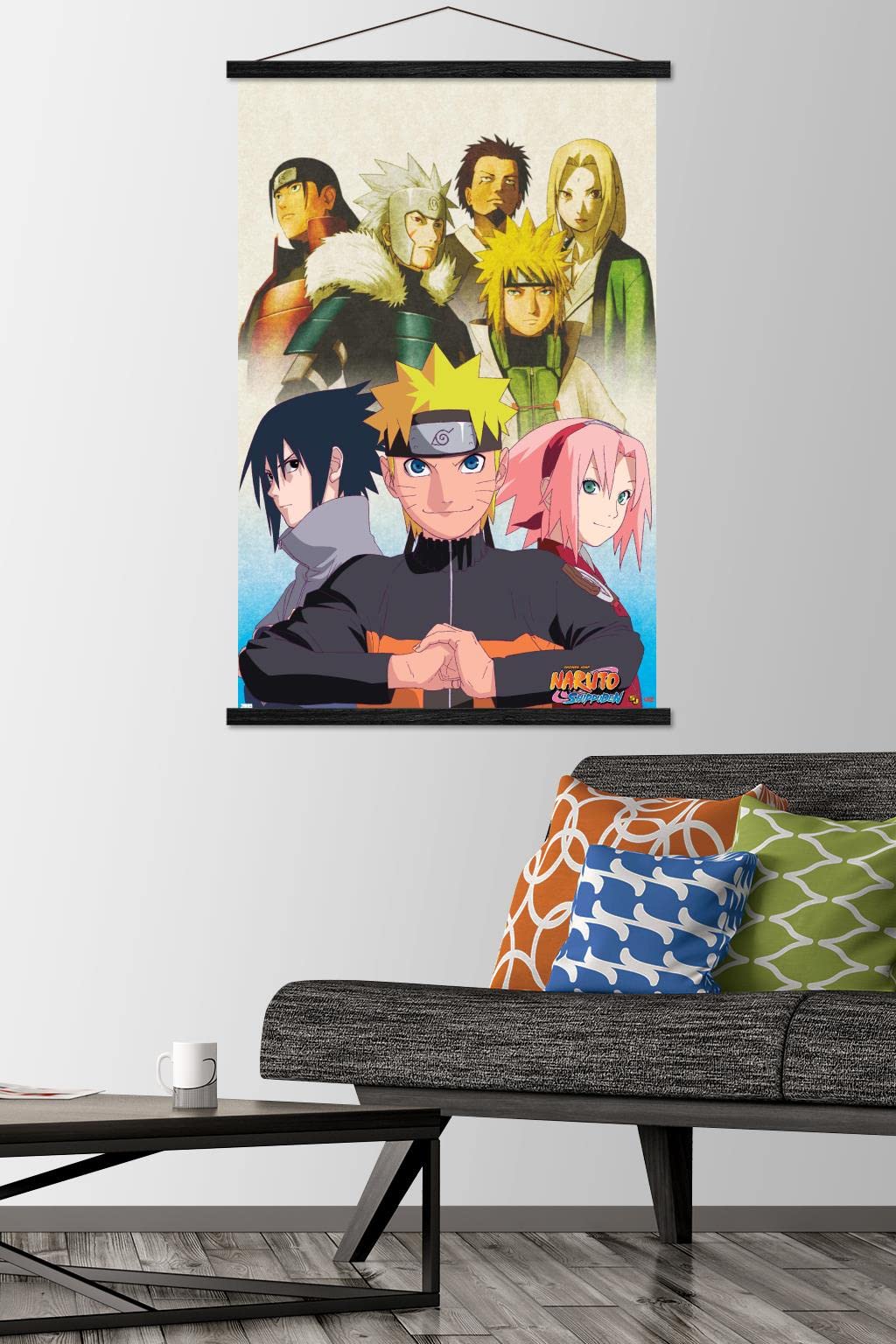 Trends International Naruto Shippuden - Key Art Wall Poster, 22.375'' X 34'', Premium Print And Black Hanger Bundle