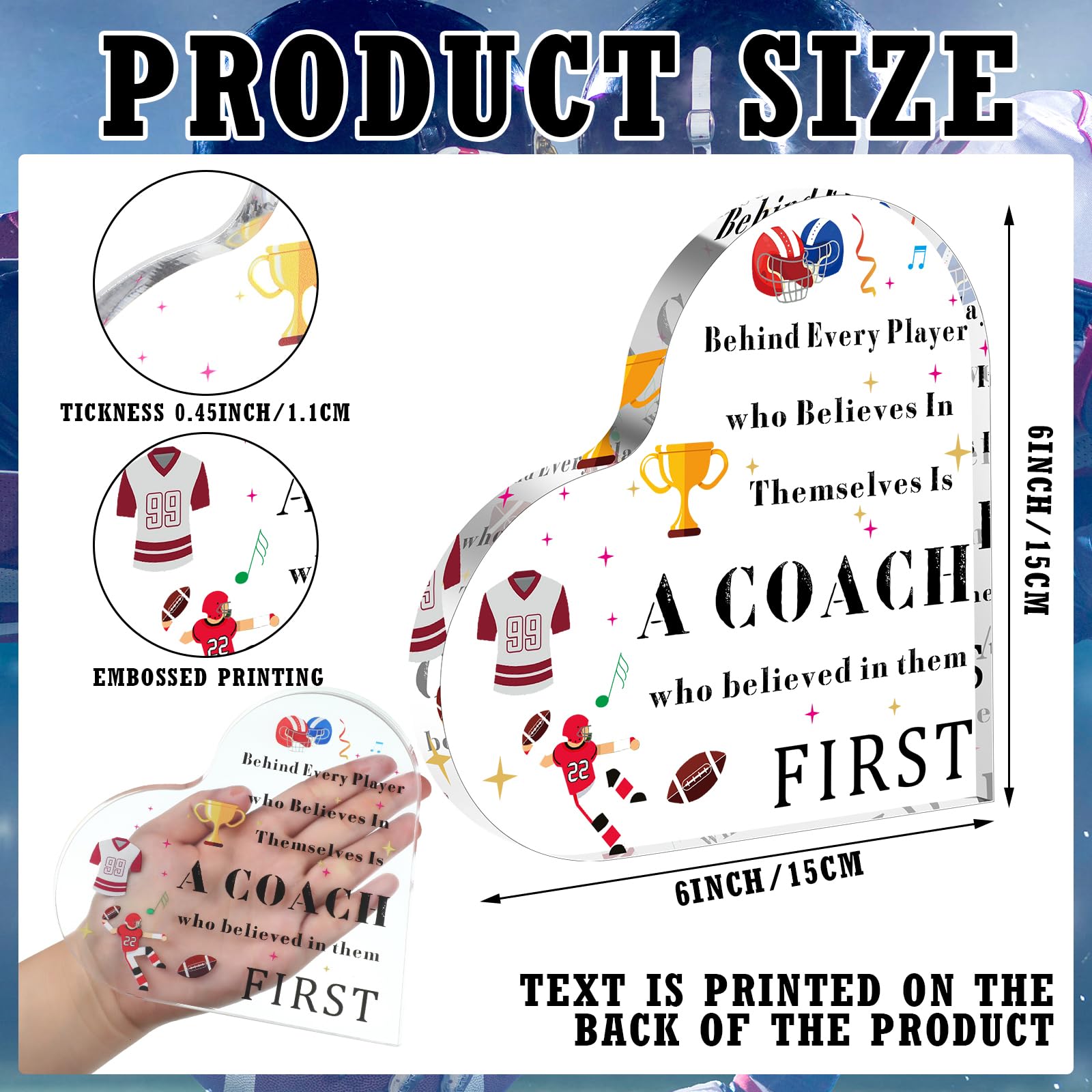 Acrylic Coach Gifts Thank You Gifts for Coaches Party Decorations Decorative Signs for Soccer Football Volleyball Coach Apprecia