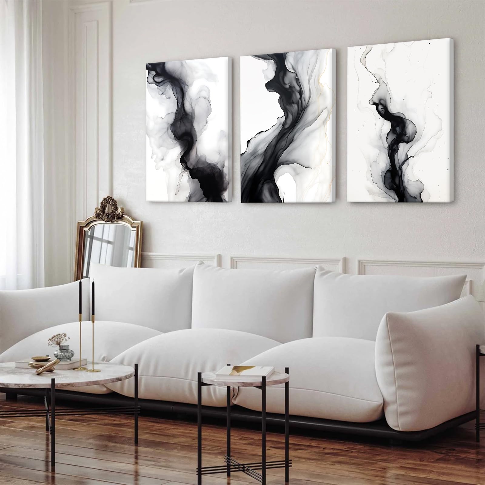 Black White Abstract Wall Art Decor Set Of 3 Modern Wall Art Minimalist Canvas Wall Decor Black White Abstract Prints Modern Pic