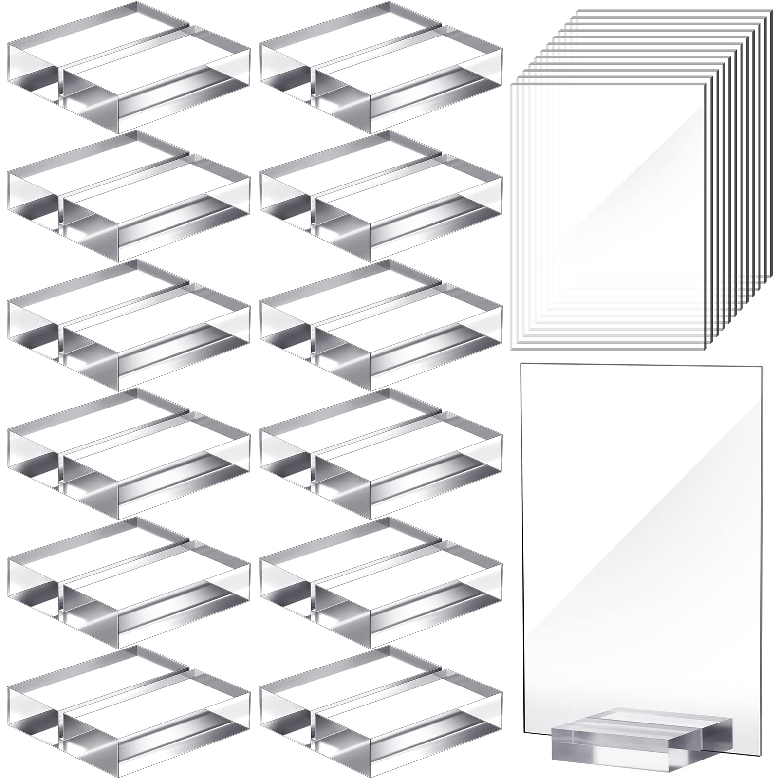 12 Pcs Clear Acrylic Place Cards With 12 Acrylic Holder Wedding Table Numbers With Acrylic Stand Diy Table Name Cards Plates For