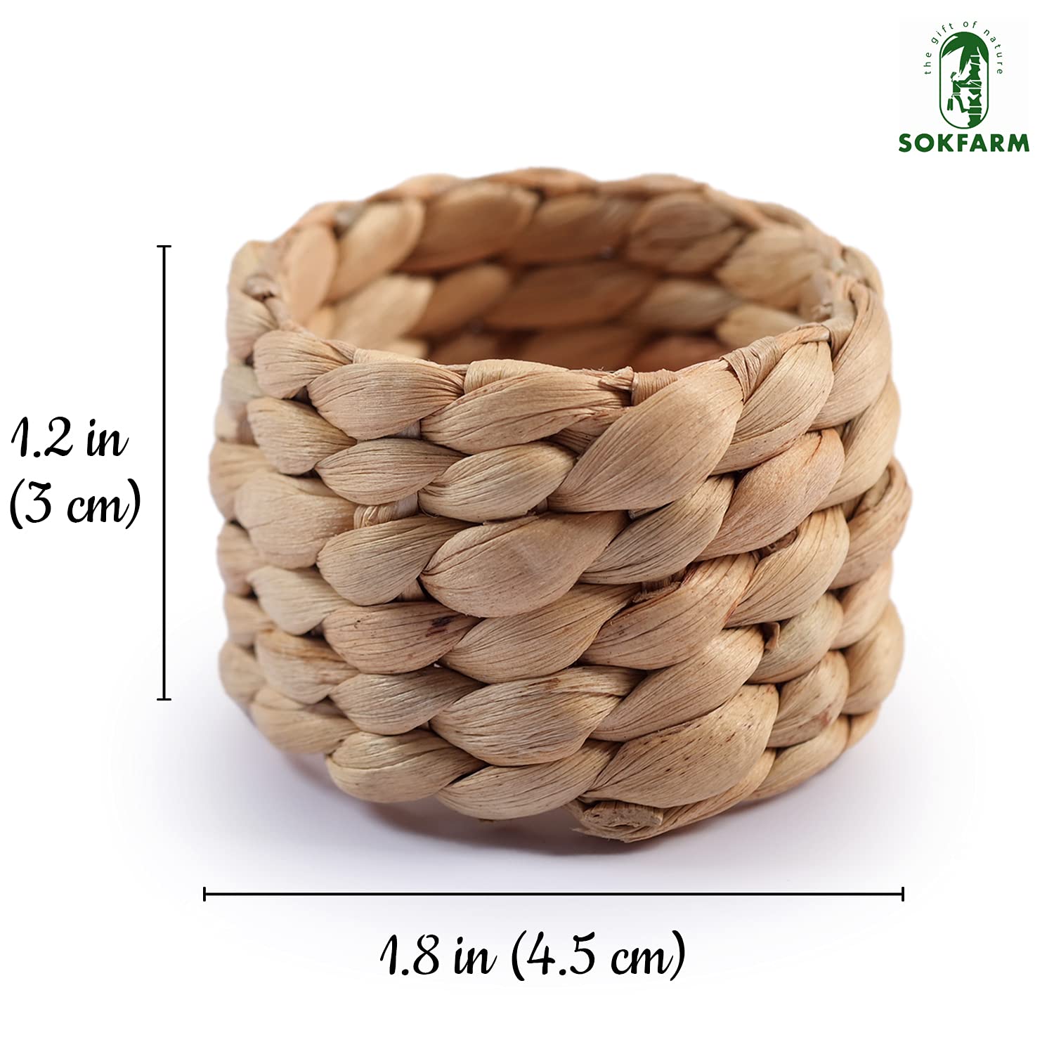 12Pcs Round Woven Napkin Ring, Water Hyacinth Napkins Rings, Rustic Napkin Rings, Handmade Braided Grass And Bead Napkin Ring, F