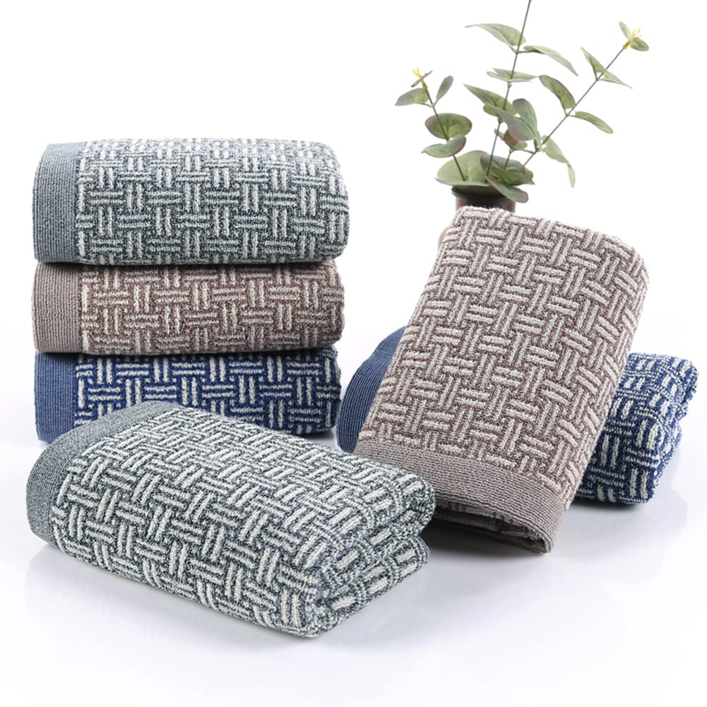 Pidada Hand Towels Set of 2 100% Cotton Checkered Pattern Absorbent Soft Decorative Towel for Bathroom 13.4 x 29.1 Inch (Blue)