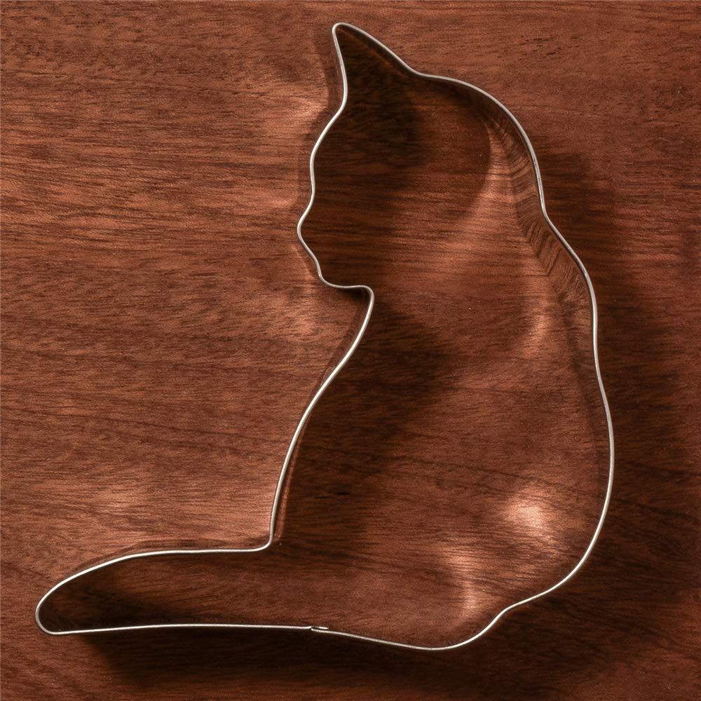 Liliao Curled Cat Cookie Cutter - 4 X 4.3 Inches - Stainless Steel