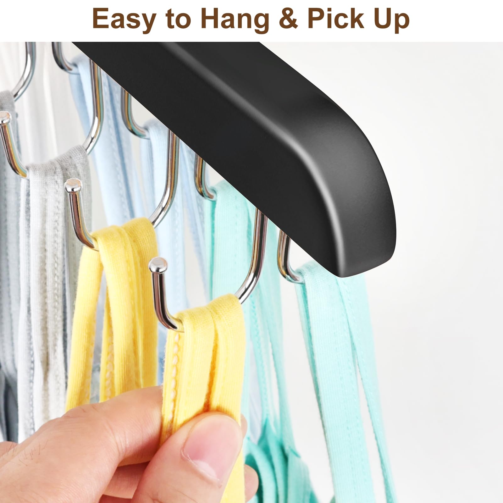 Resovo Bra Hanger For Closet, Tank Top Hanger 20 Hooks Capacity Foldable Wood Space Saving Hanger Closet Organizers And Storage