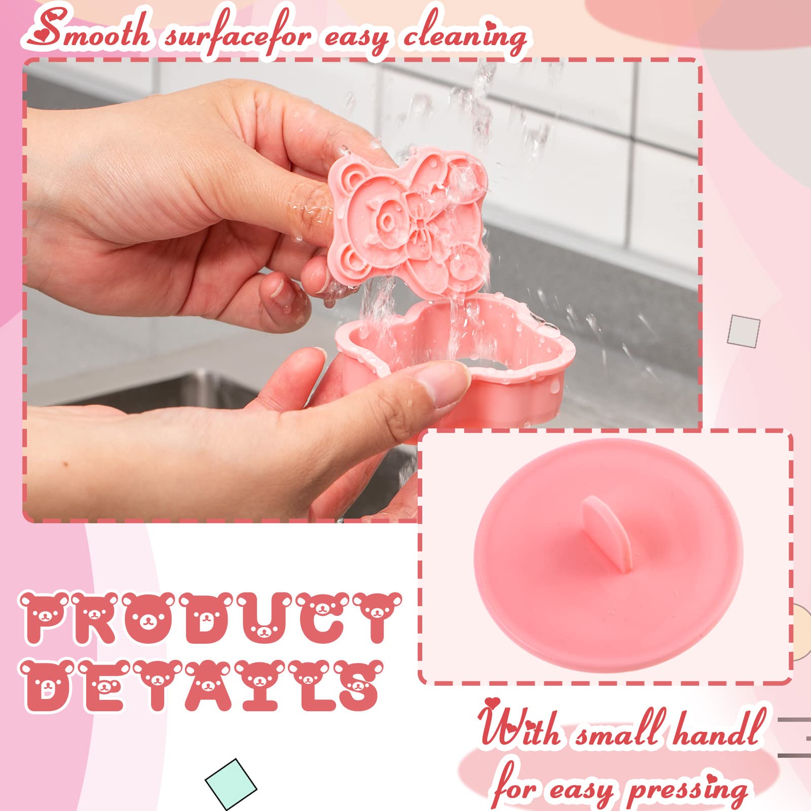 Jinei 16 Pcs Baby Shower Cookie Cutters Set - Pink Polypropylene Molds with Plunger Stamps for Baking and DIY Fondant 3D Desserts