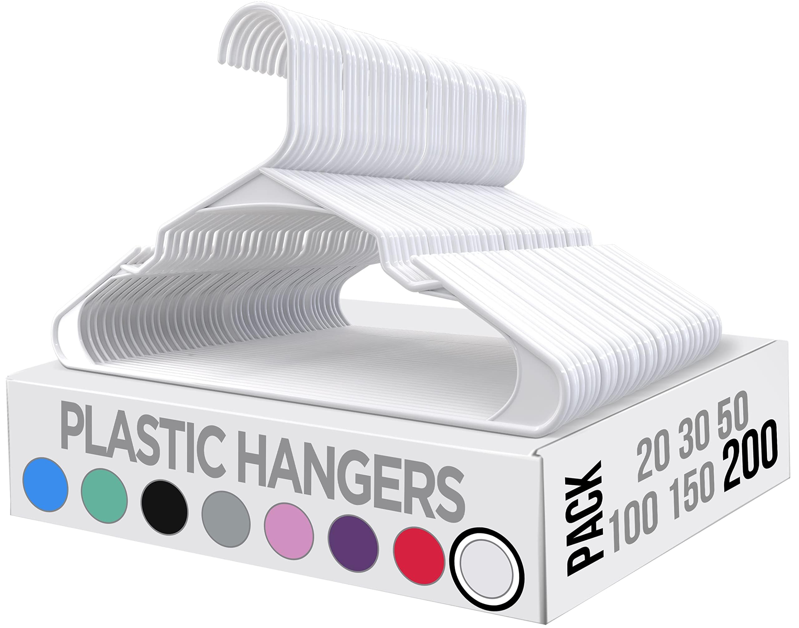Utopia Home Clothes Hangers 200 Pack - Plastic Hangers Space Saving - Durable Coat Hanger With Shoulder Grooves (White)