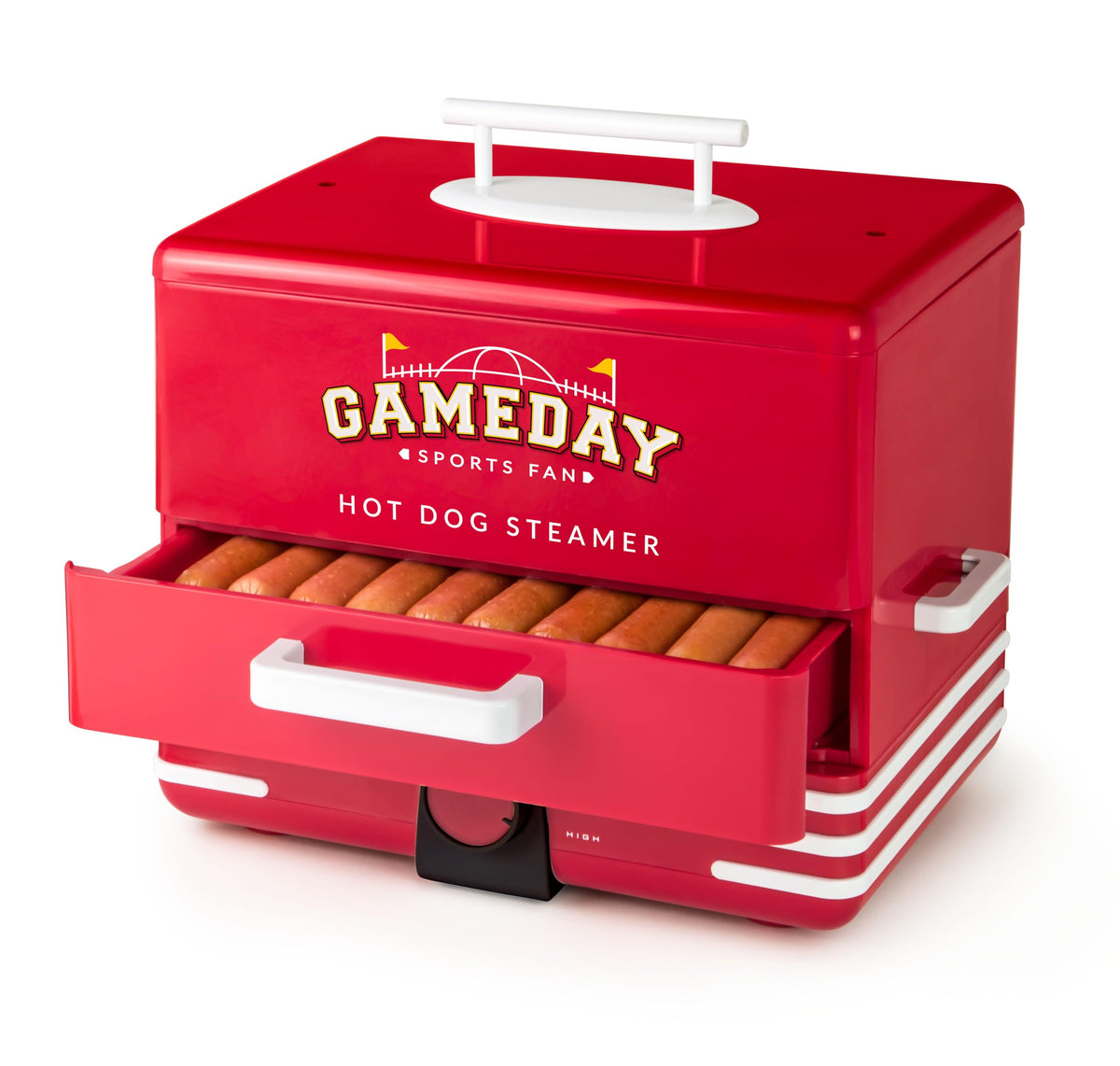 Nostalgia, Game Day Hot Dog Steamer And Bun Warmer, Fits 20 Dogs And 8 Buns, Steams Pot Stickers, Veggies, Potatoes, And Other A