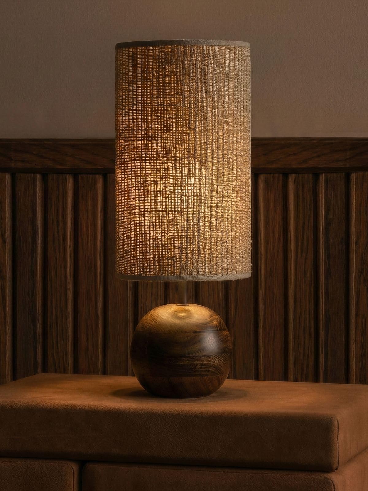 Fig Living Jute Weave Table Lamp (Brown) | 54 Cm Tall Handcrafted Jute Lampshade With Mango Wood Base | Natural, Rustic & Elegan