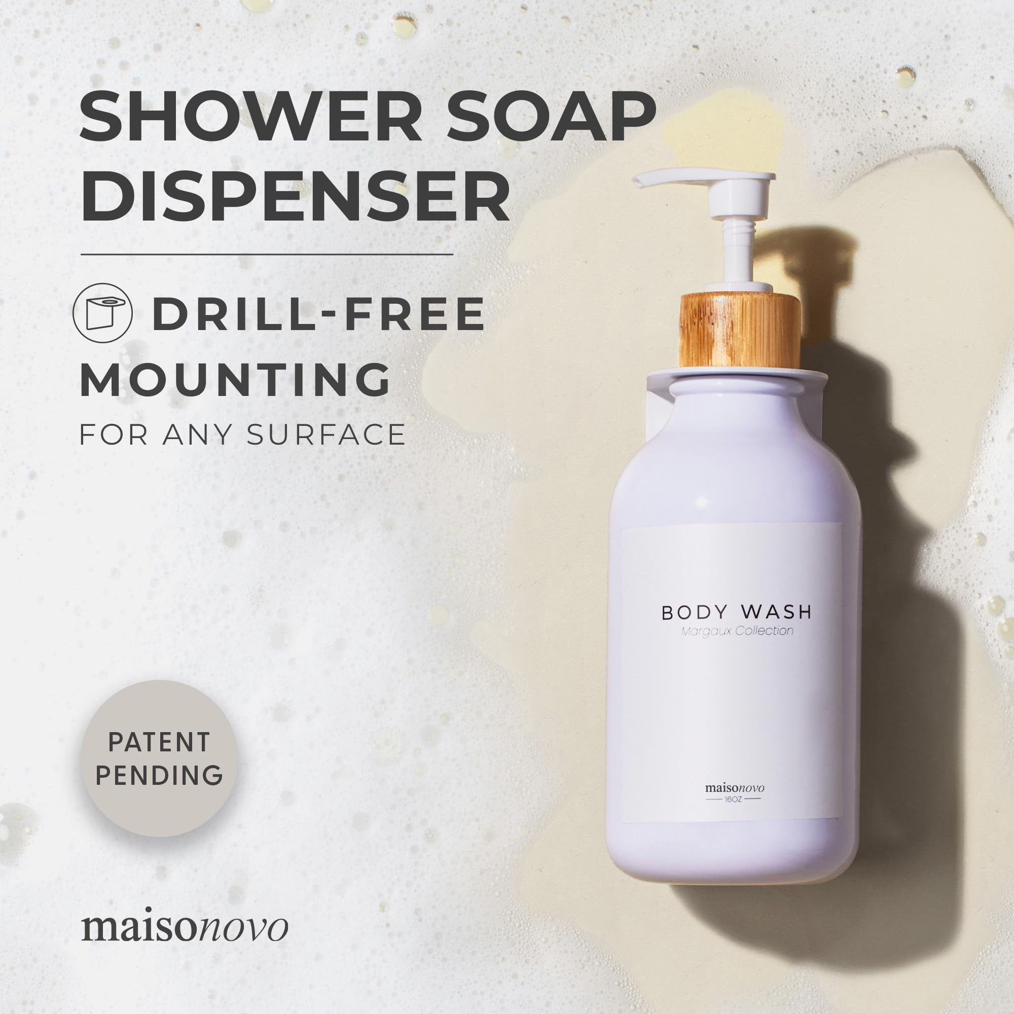 Maisonovo Shampoo And Conditioner Dispenser - Shower Soap Dispenser Wall Mounted - 16.9 Fl Oz Set Of 3 White Plastic Bottles Whi