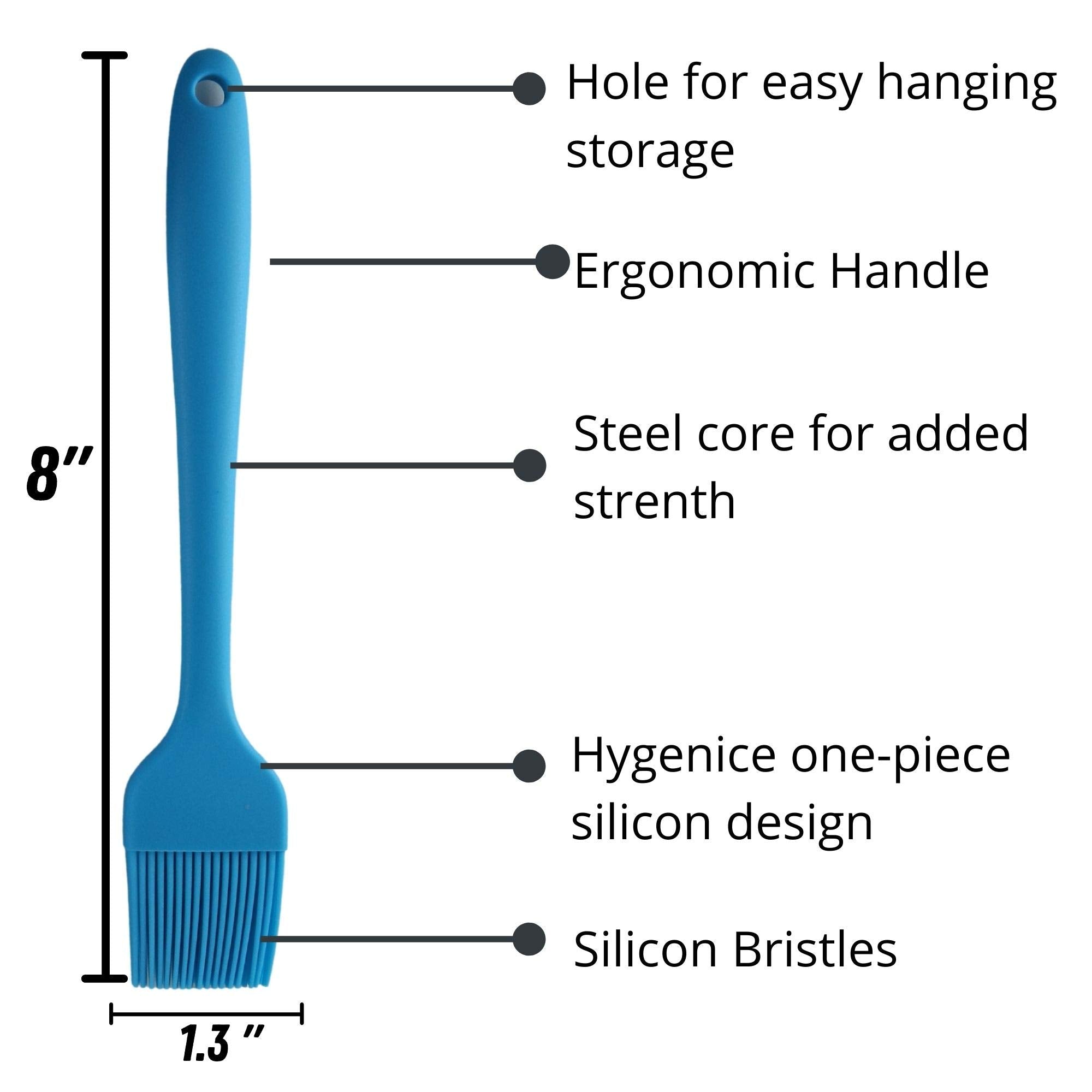 Heavy Duty Silicone Food Basting Brush and Tongs Kitchen Set  Heat Resistant with Stainless Steel for BBQ Grill & Baking  Soft Bristles and Long Handle  2 Tongs  1 Brush  and 1 Spatula (4 in 1 Set)