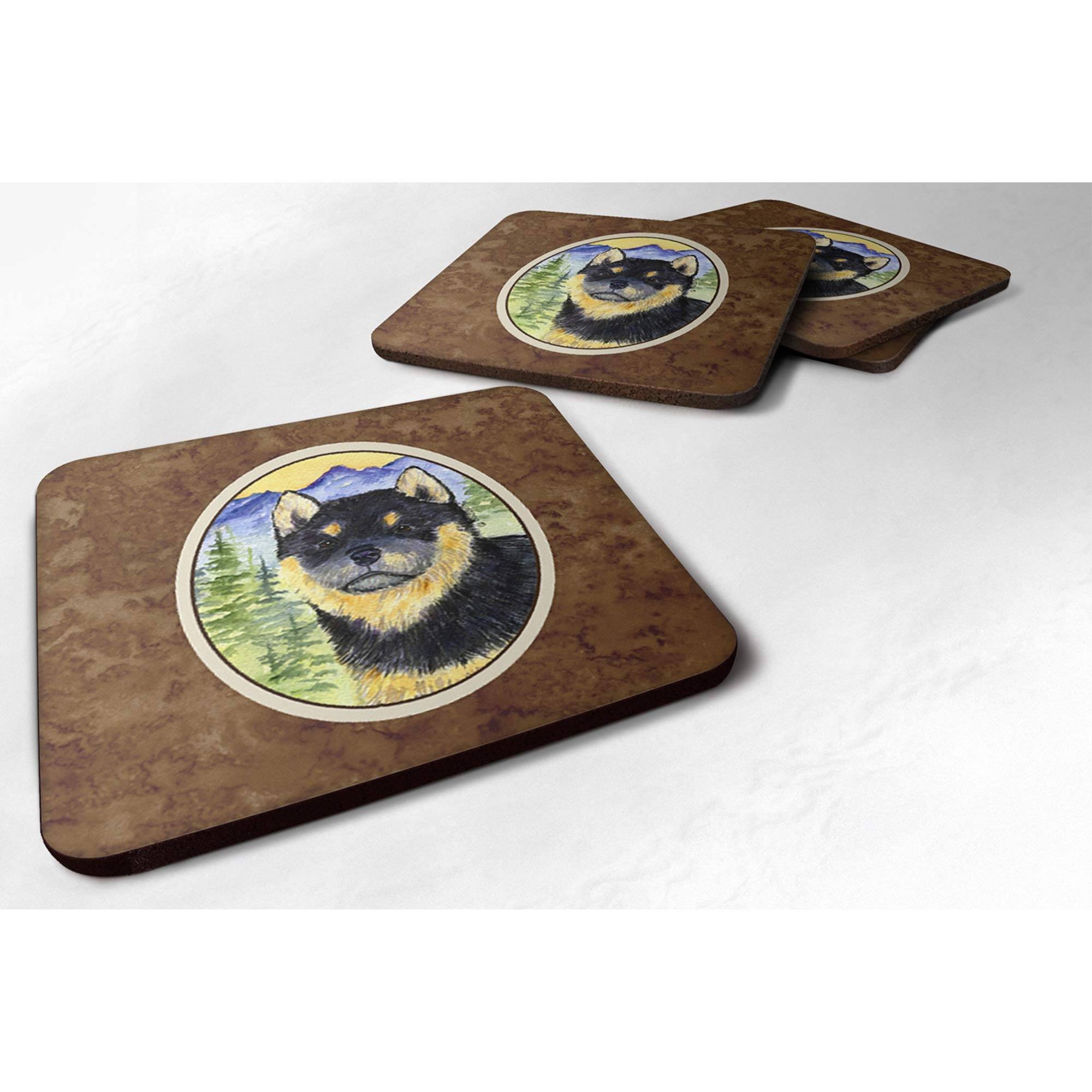 Carolines Treasures Shiba Inu Foam Coasters (Set of 4), 3.5 H x 3.5 W, Multicolor