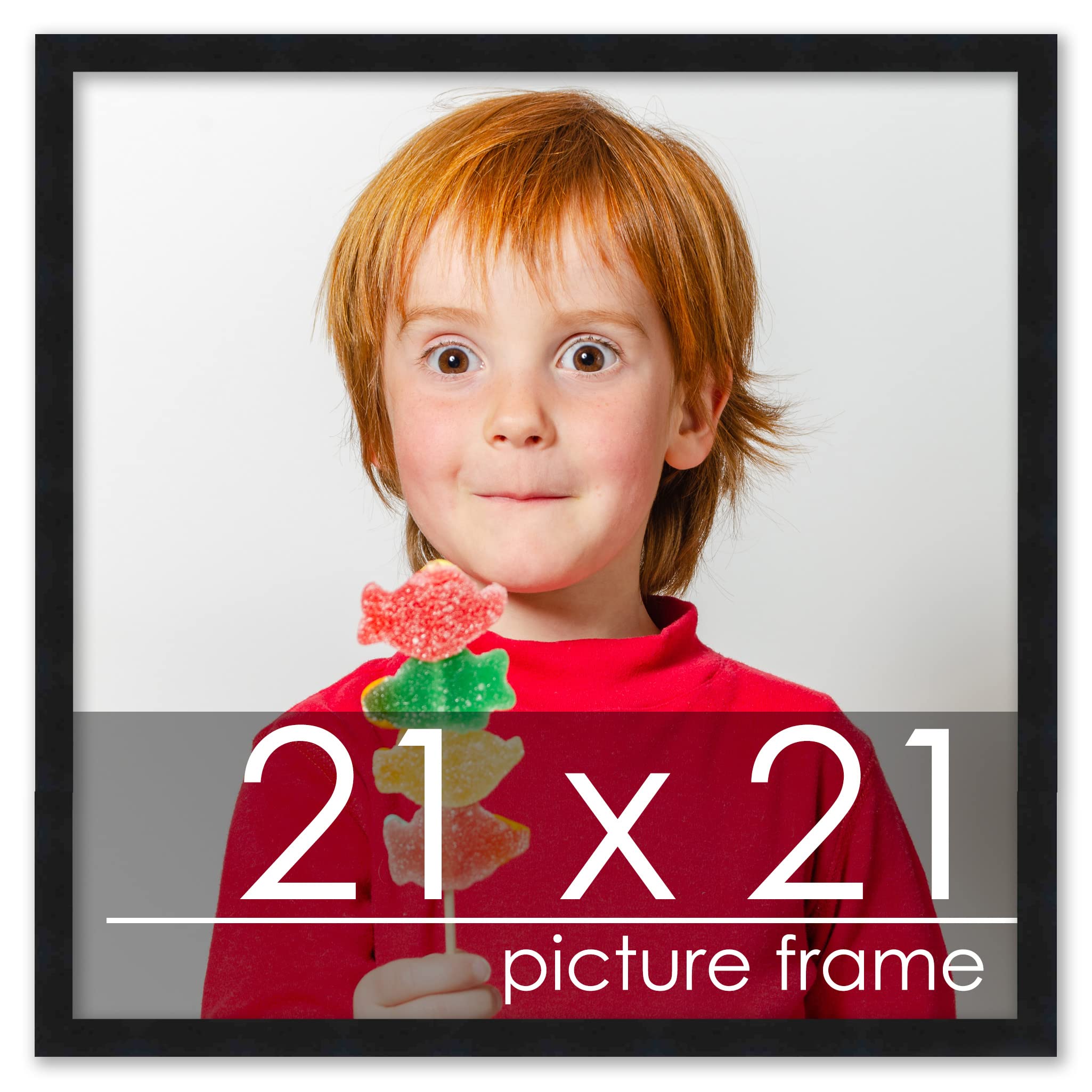 Poster Palooza 21x21 Contemporary Black Wood Picture Square Frame - Picture Frame Includes UV Acrylic, Foam Board Backing, & Han