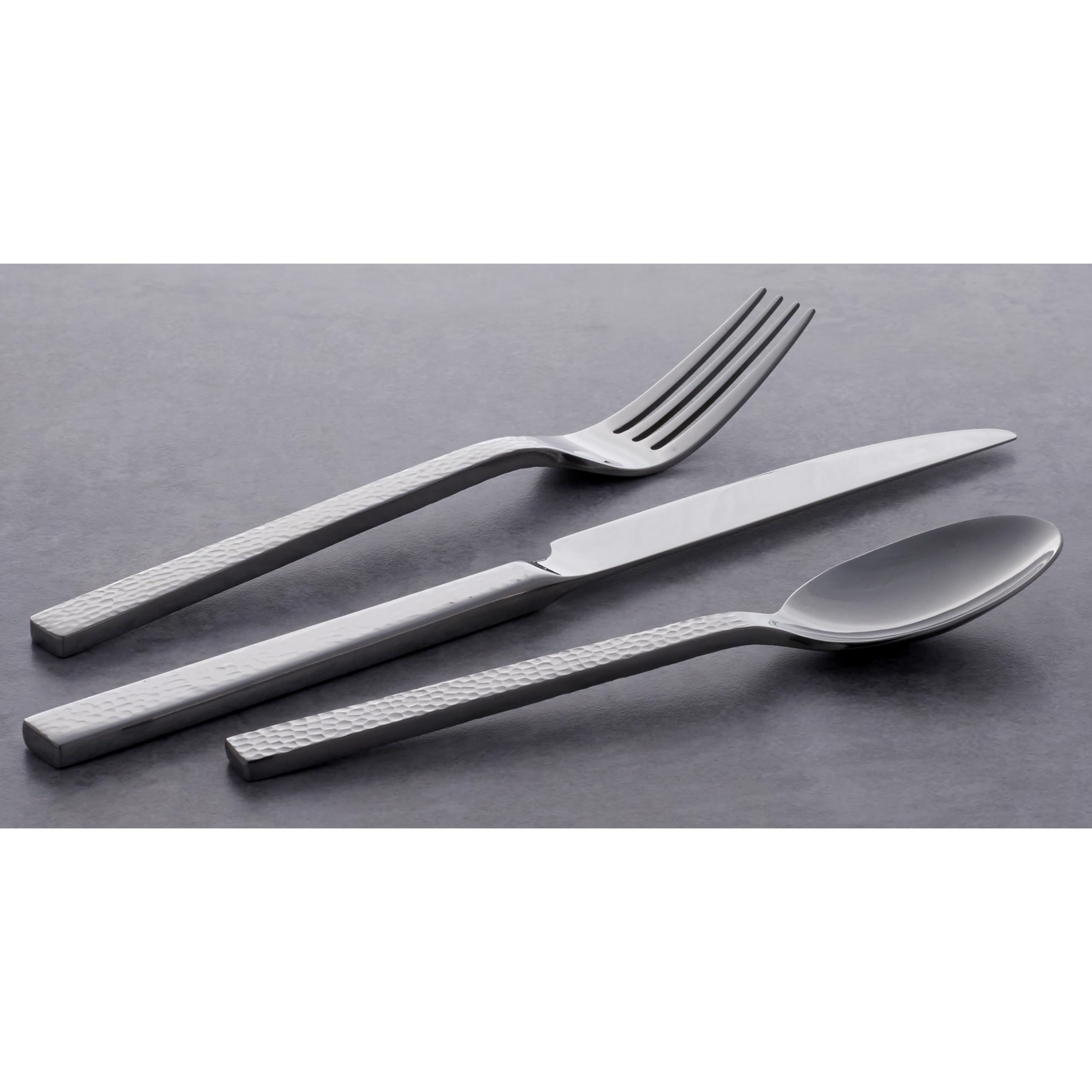 Oneida Chefs Table Hammered 45 Piece Everyday Flatware Set, Service For 8, 18/0 Stainless Steel,Silverware Set