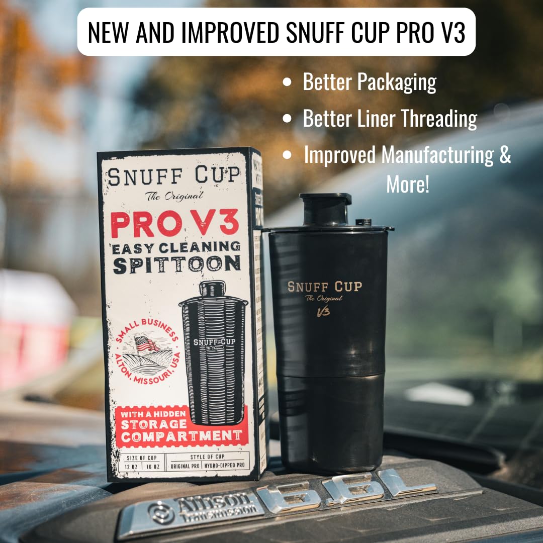 Snuff Cup Pro Spittoon With Discreet Storage Fits Up To Three Oversized Cans, Built-In Can Opener, Spit Cup Fits All Cup Holders