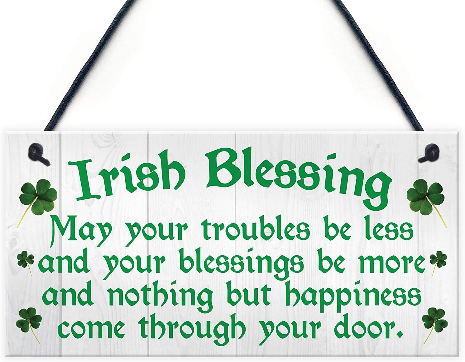 POWERMAZ Irish Blessing Happiness Friendship Wood Signs Gifts Plaque Home Decor Door Sign 12x6(BW1998)