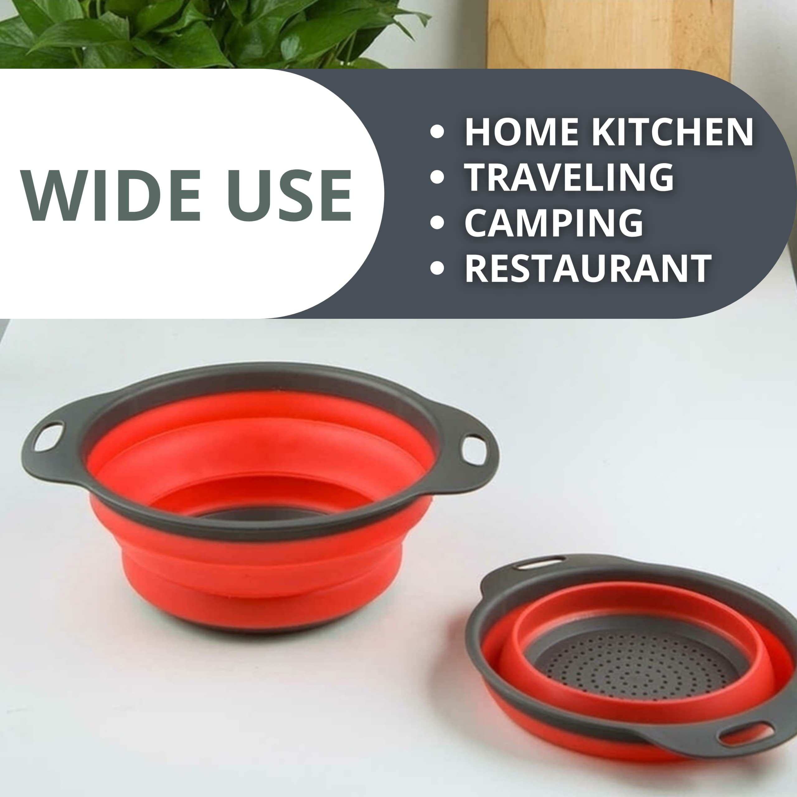 Round Collapsible Colander With Plastic Handles Round Silicone Kitchen Strainers Foldable Kitchen Strainer Perfect For Draining
