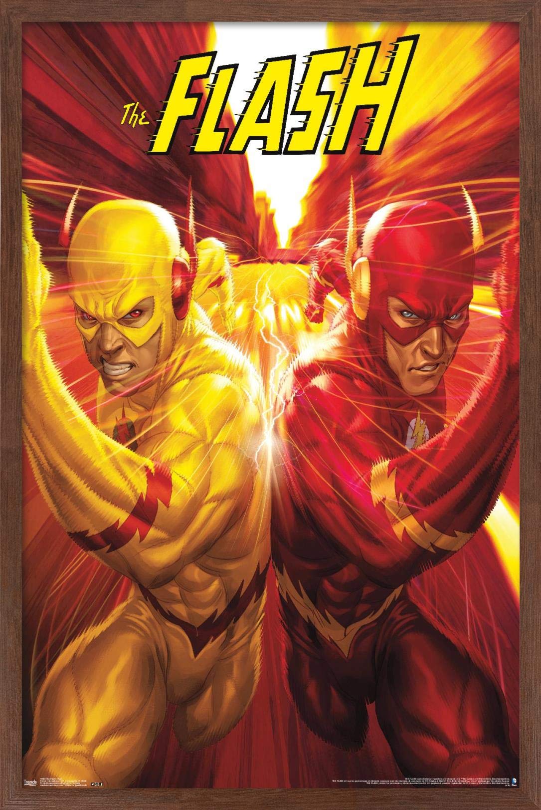 Trends International Dc Comics - The Flash And The Reverse Flash - Race Wall Poster, 22.375'' X 34'', Mahogany Framed Version
