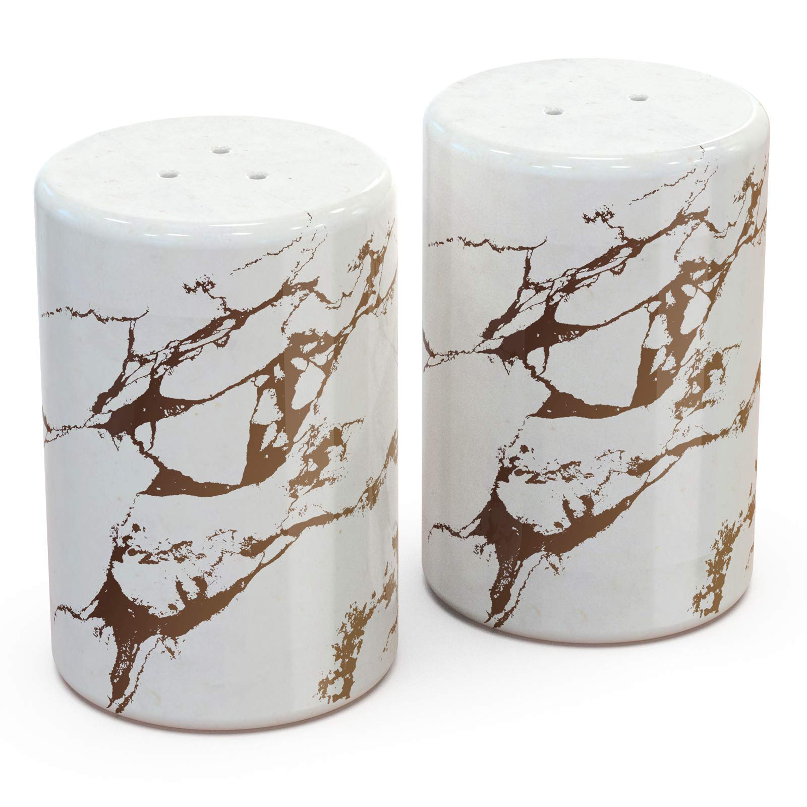 Varato Design Gold Ceramic Salt And Pepper Shakers With Lids - Modern Salt And Pepper Shaker Set