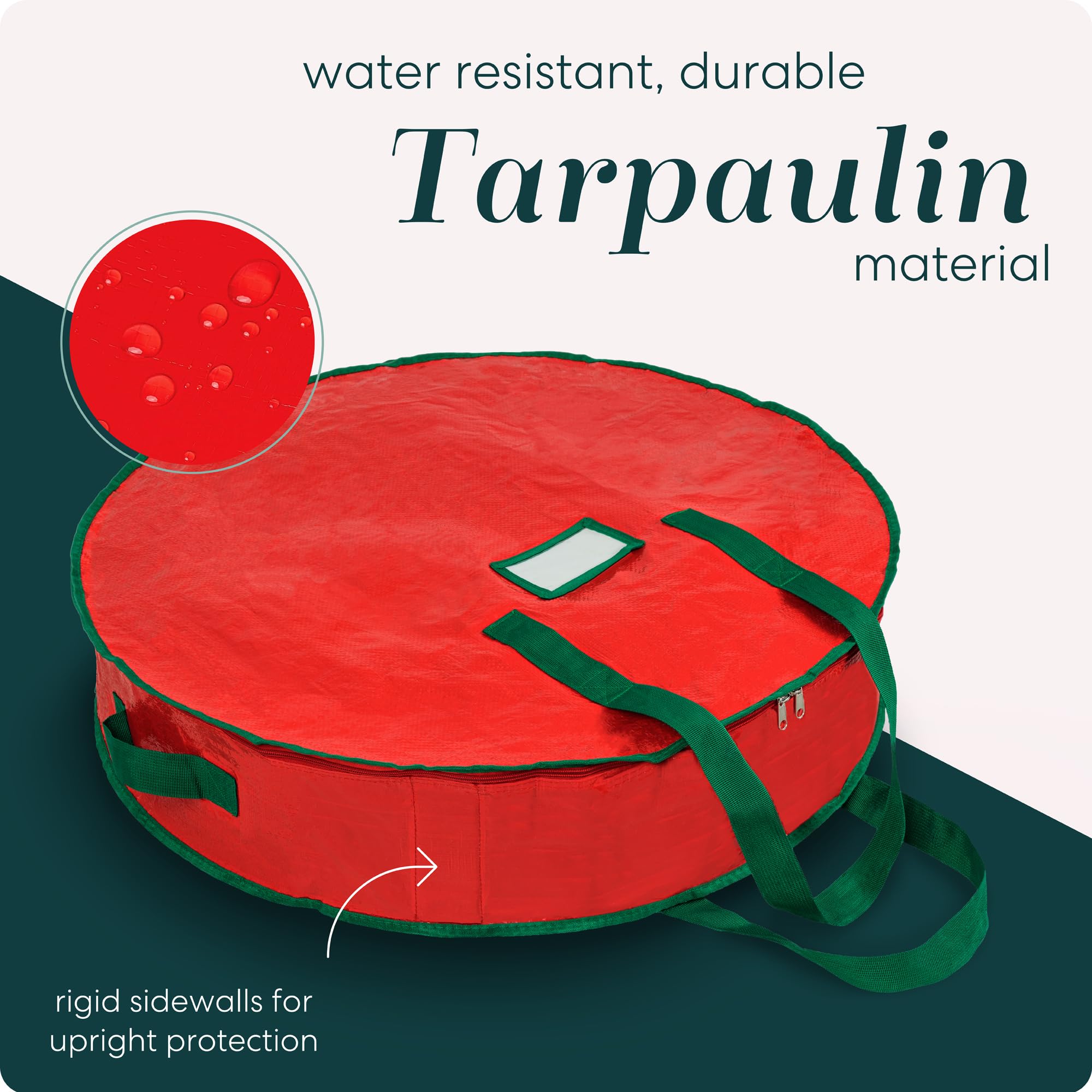 Handy Laundry, Christmas Wreath Storage Bag - Durable, Tarp Material, Zipper, Sturdy Carry Handles, Pest Protection - Ideal Home