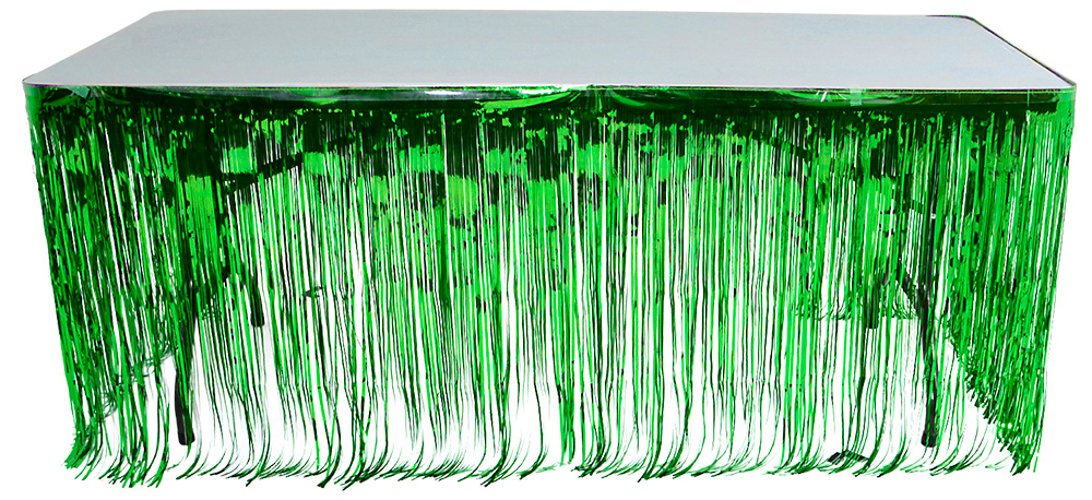 Rhode Island Novelty Green Metallic Foil Fnge Table Skirt 144 Inch x 30 Inch Party Decoration