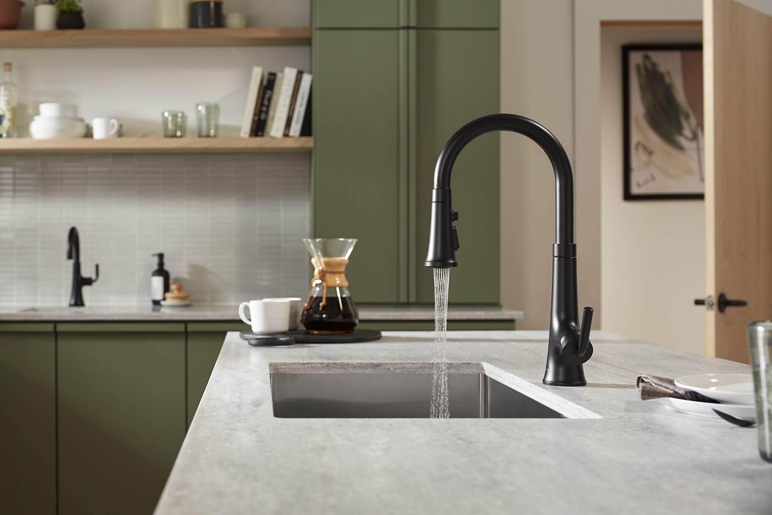 Kohler K-23766-Bl Tone Pull Down Sprayer, Touchless Faucet For Kitchen Sink, Matte Black