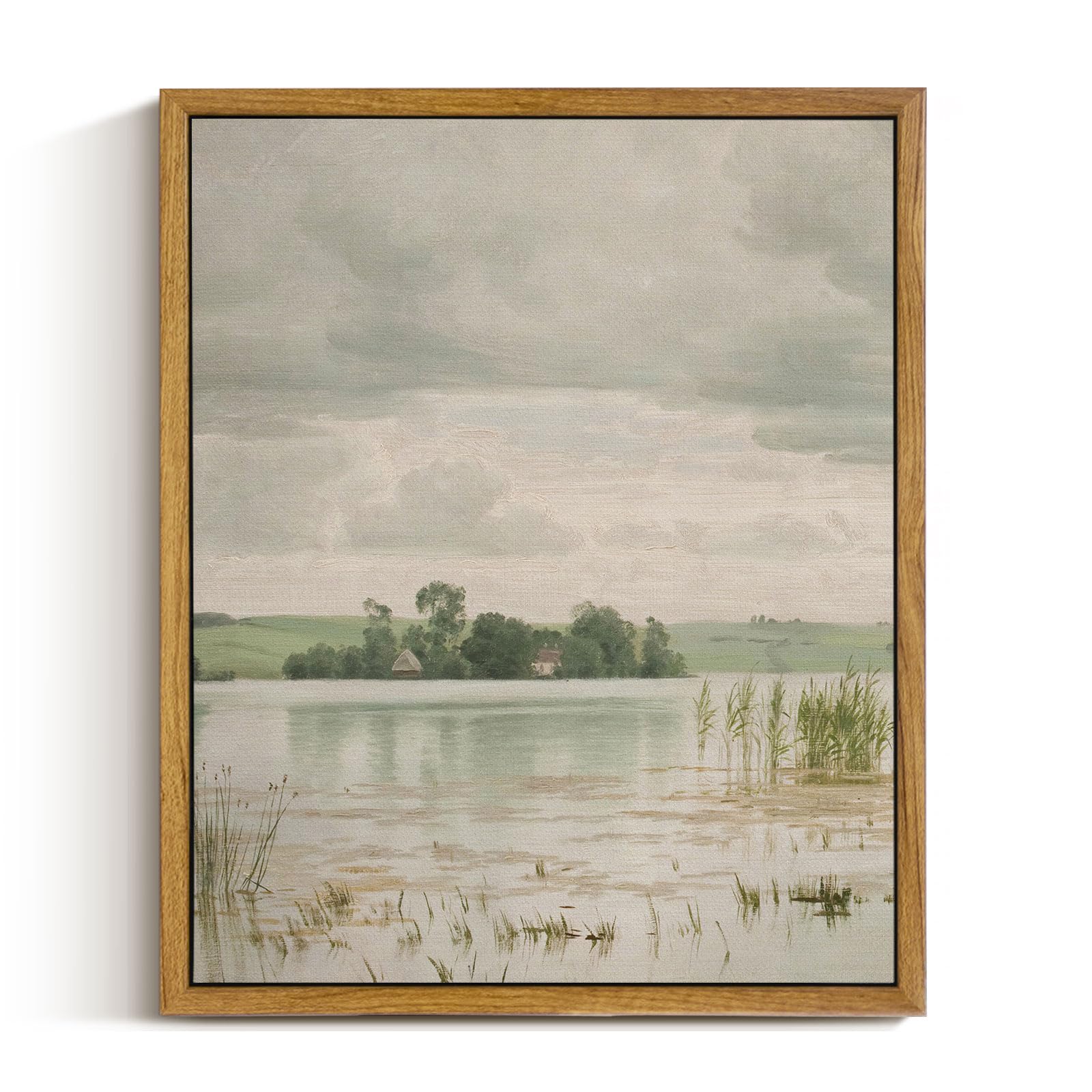 Insimsea Framed Canvas Prints Art Vintage Decor, Esrum Lake Oil Paintings Pictures For Bedroom, Nature Wilderness Artwork Wall D