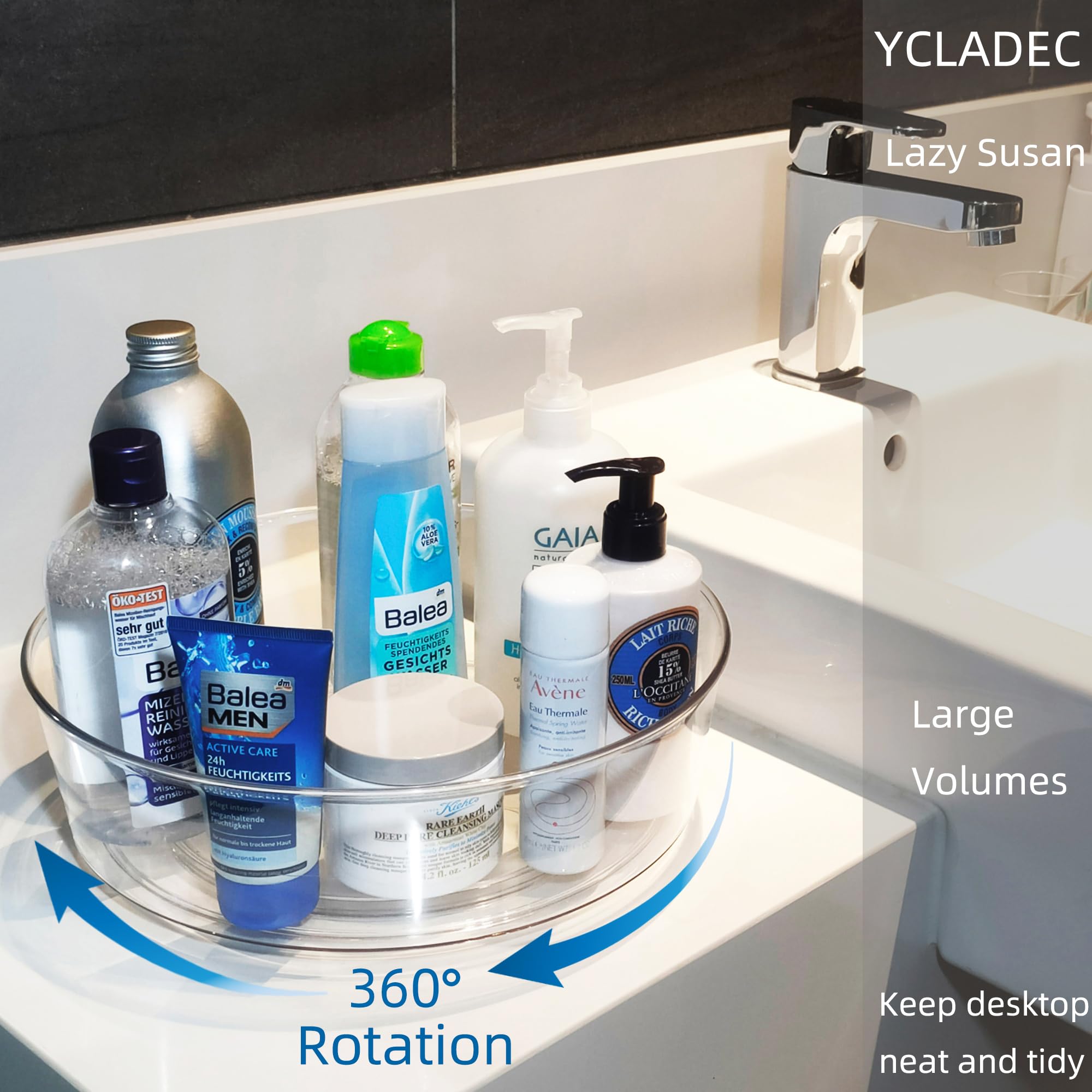 Ycladec 4 Pack Lazy Susan 11.5'' Inch Turntable Organizer Organization Storage Container Bins Spice Rack Cabinet Rotating Condim