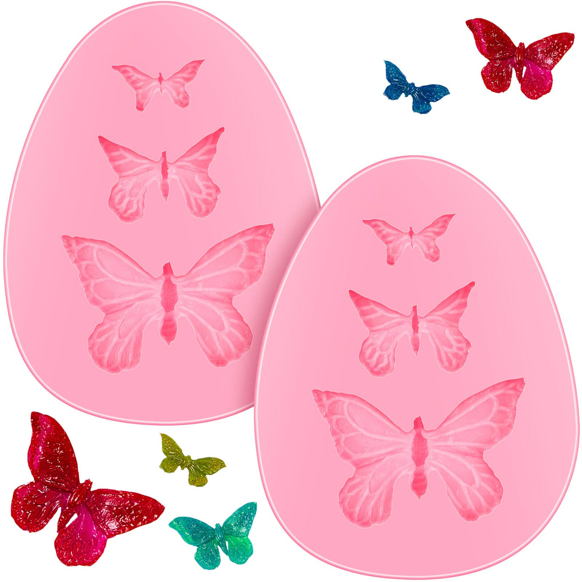 2 Pieces Butterfly Silicone Molds Mini Butterfly Fondant Cake Baking Mold Cupcake Decoration Tool Butterfly Shaped Chocolate Tra