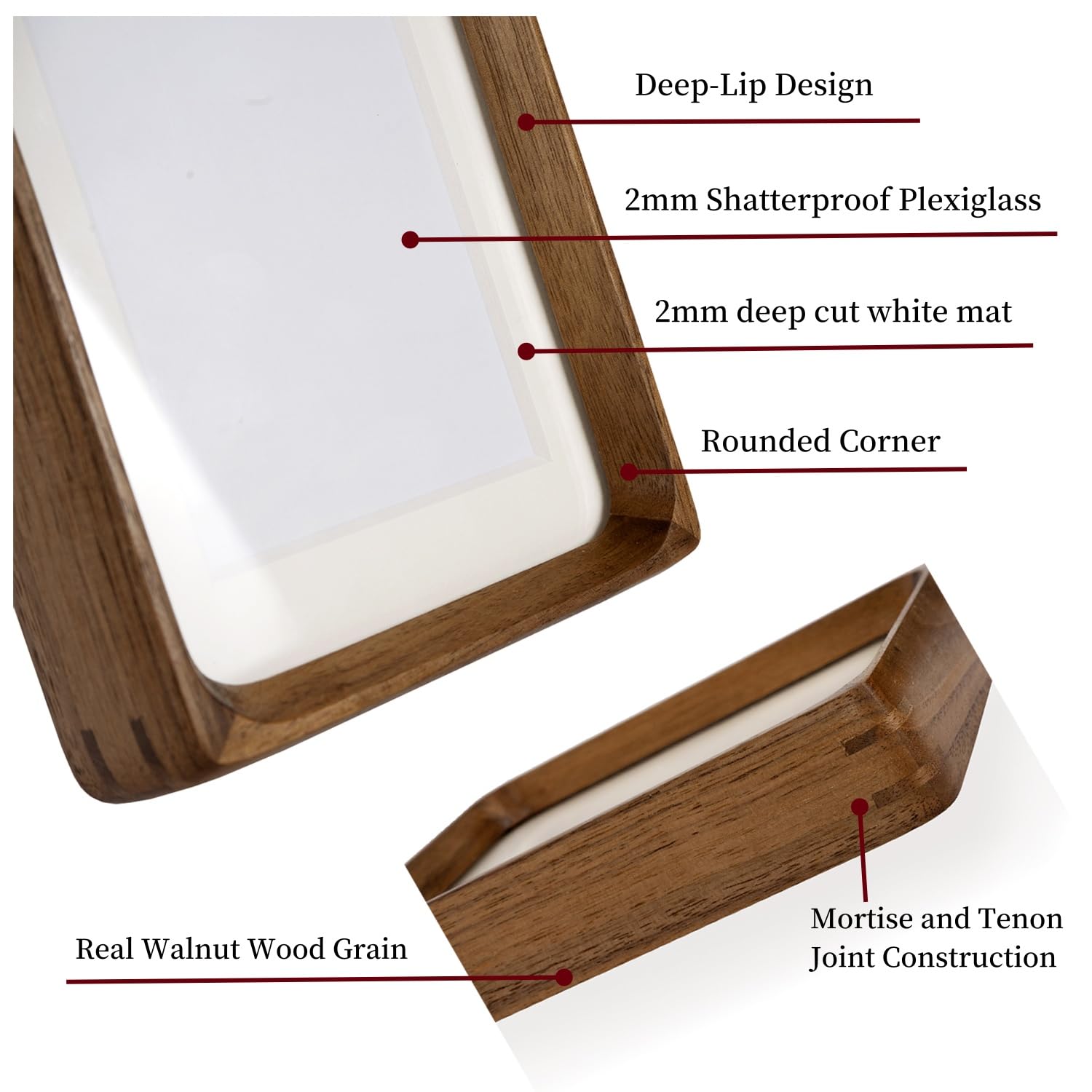 FLECHAZO 4x4 Picture Frame, Natural Walnut Wood 4x4 Frame with Mat for Pictures 3x3, Square Wall Gallery Photo Frame for Wall Mo