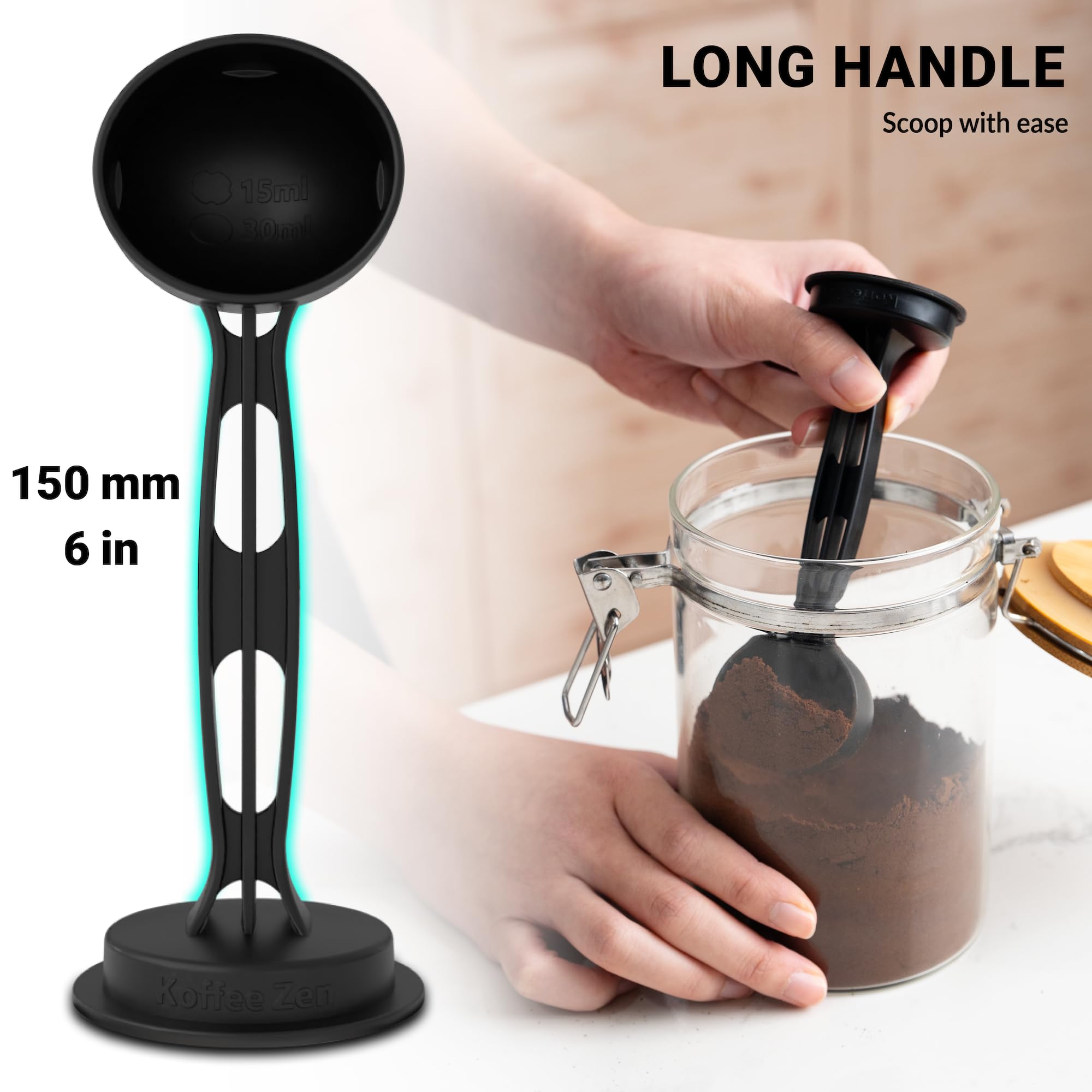 Koffee Zen Espresso Scoop With Tamper, 5 Espresso Tamper Sizes Included (49Mm - 58Mm), Coffee Scoop Measuring Spoon (1 & 2 Tbsp)