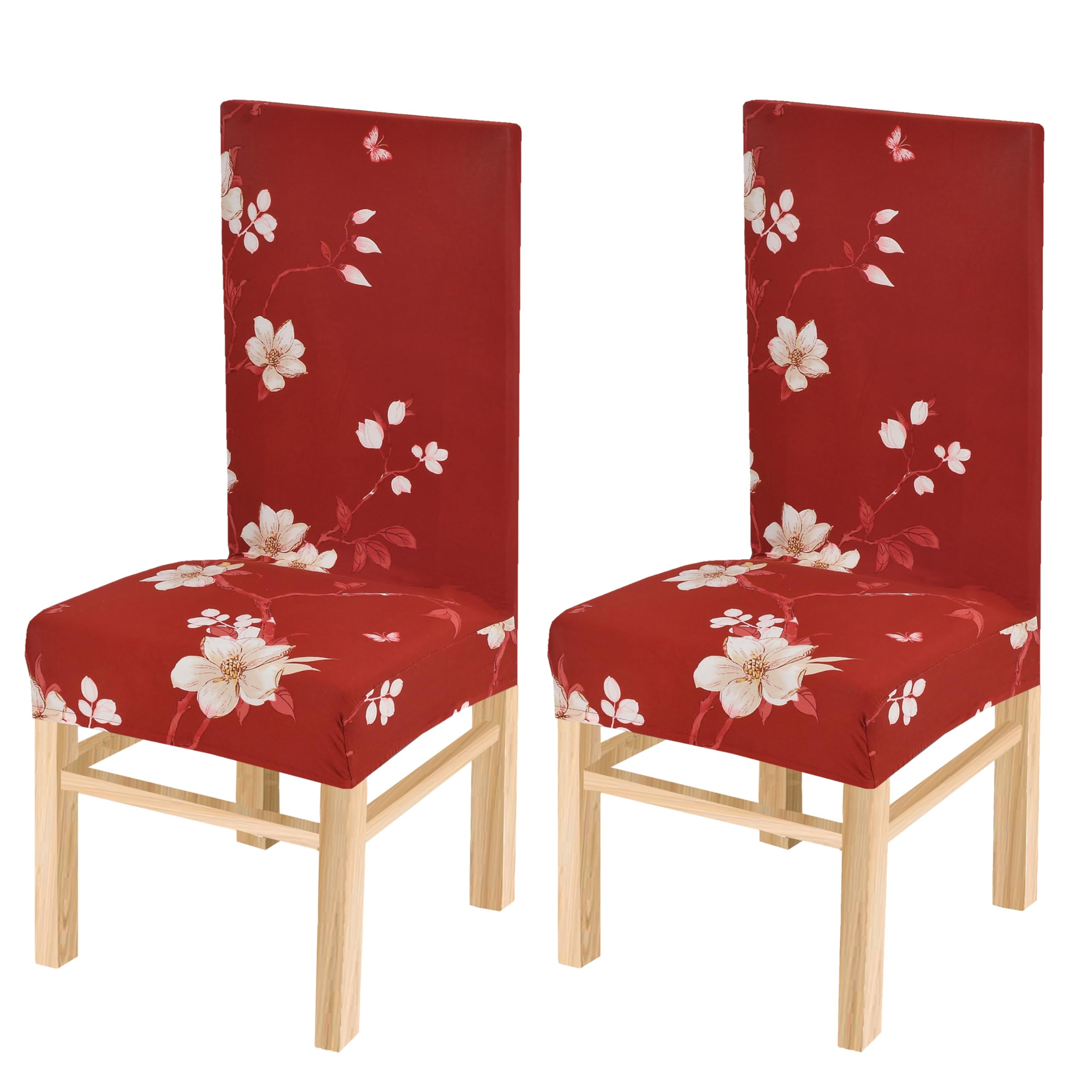 Yellow Weaves Elastic Stretchable Dining Chair Cover, Removable Washable Elastic Floral Printed Dining Chair Covers (Set Of 2, R