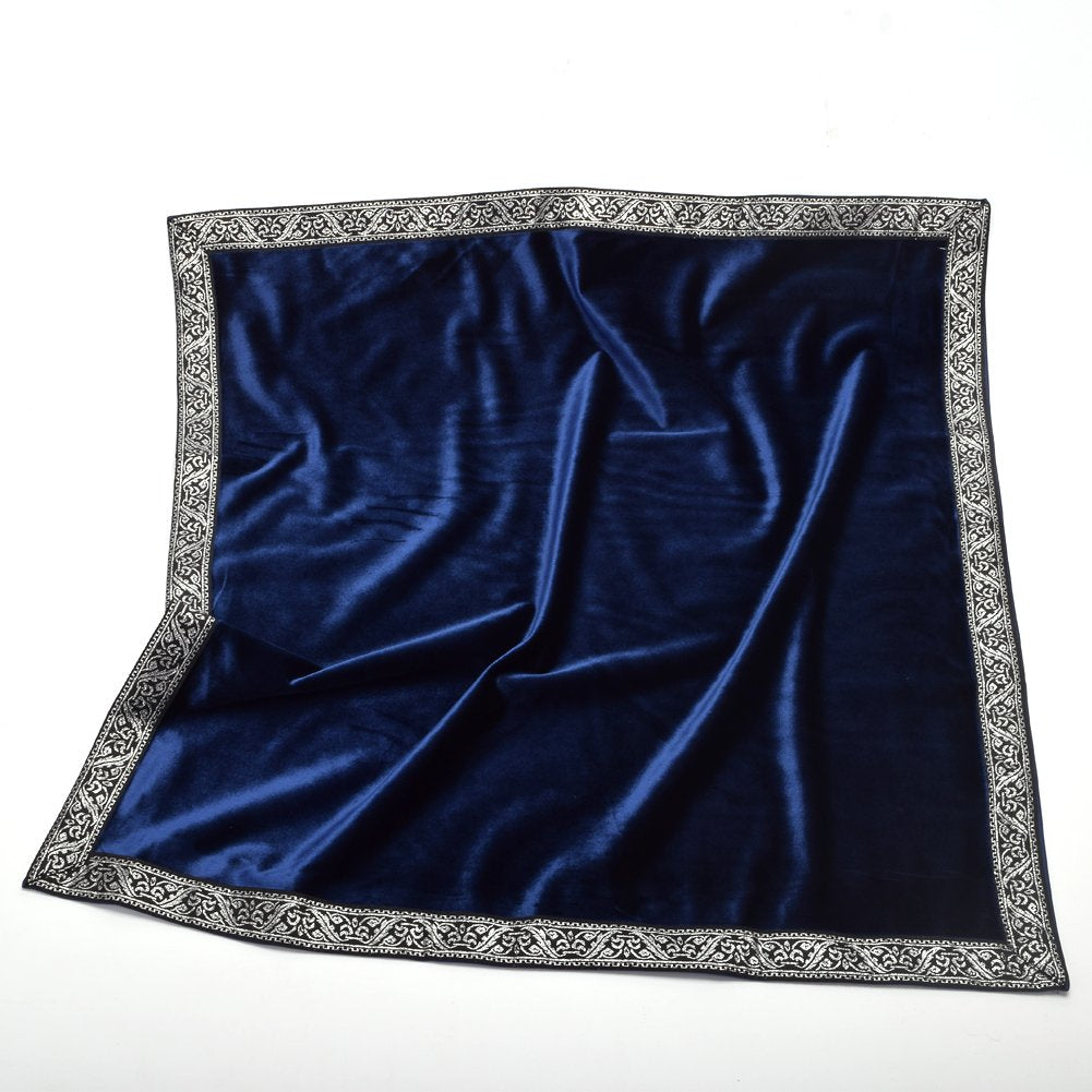 Blessume Square Velvet Altar Tarot Table Cloth And Pouch Dark Blue