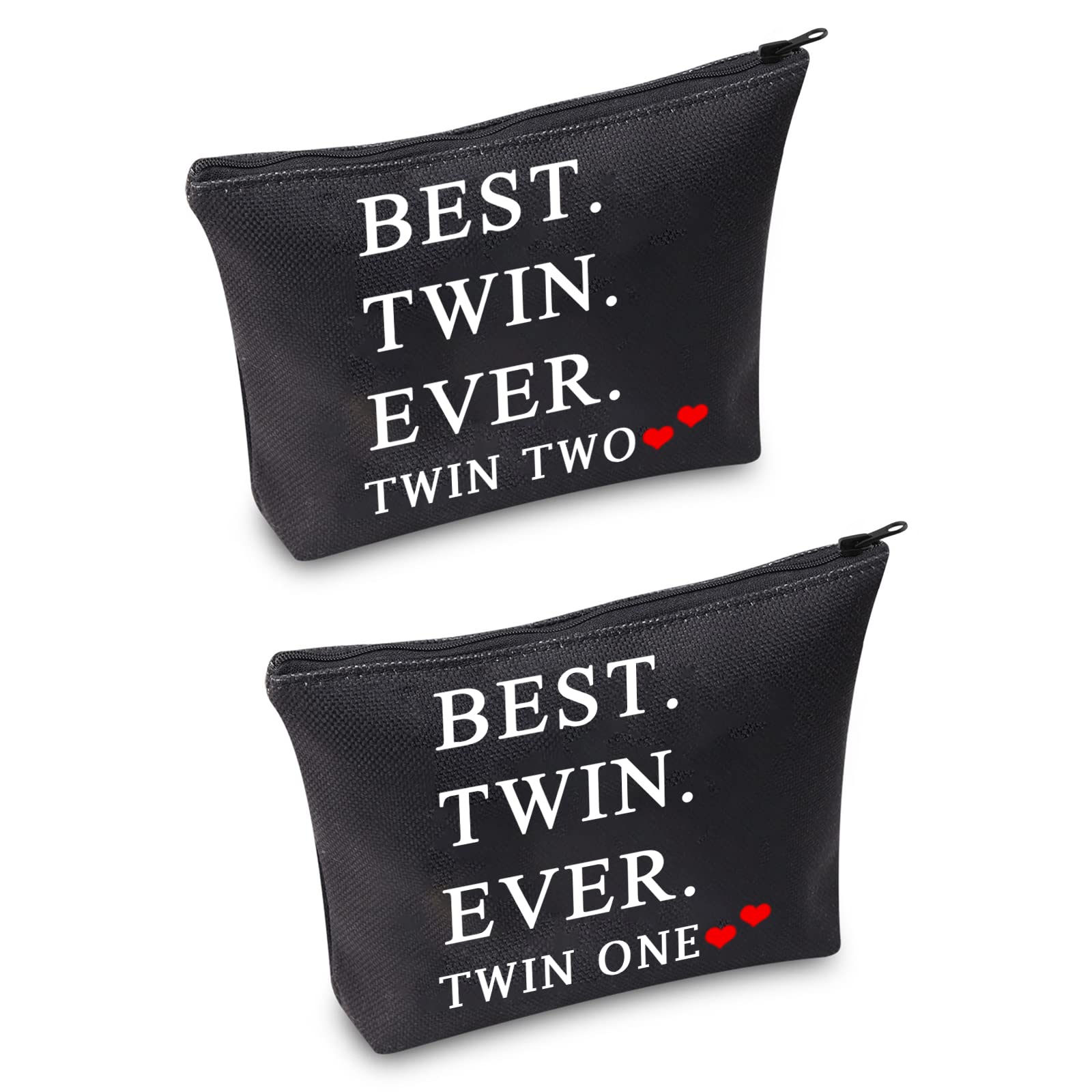 MBMSO Twin One Twin Two Gifts Best Twin Ever Gifts Makeup Bag Set of 2 Twins Gifts for Sister Cosmetic Bag(Twin One Twin Two Set