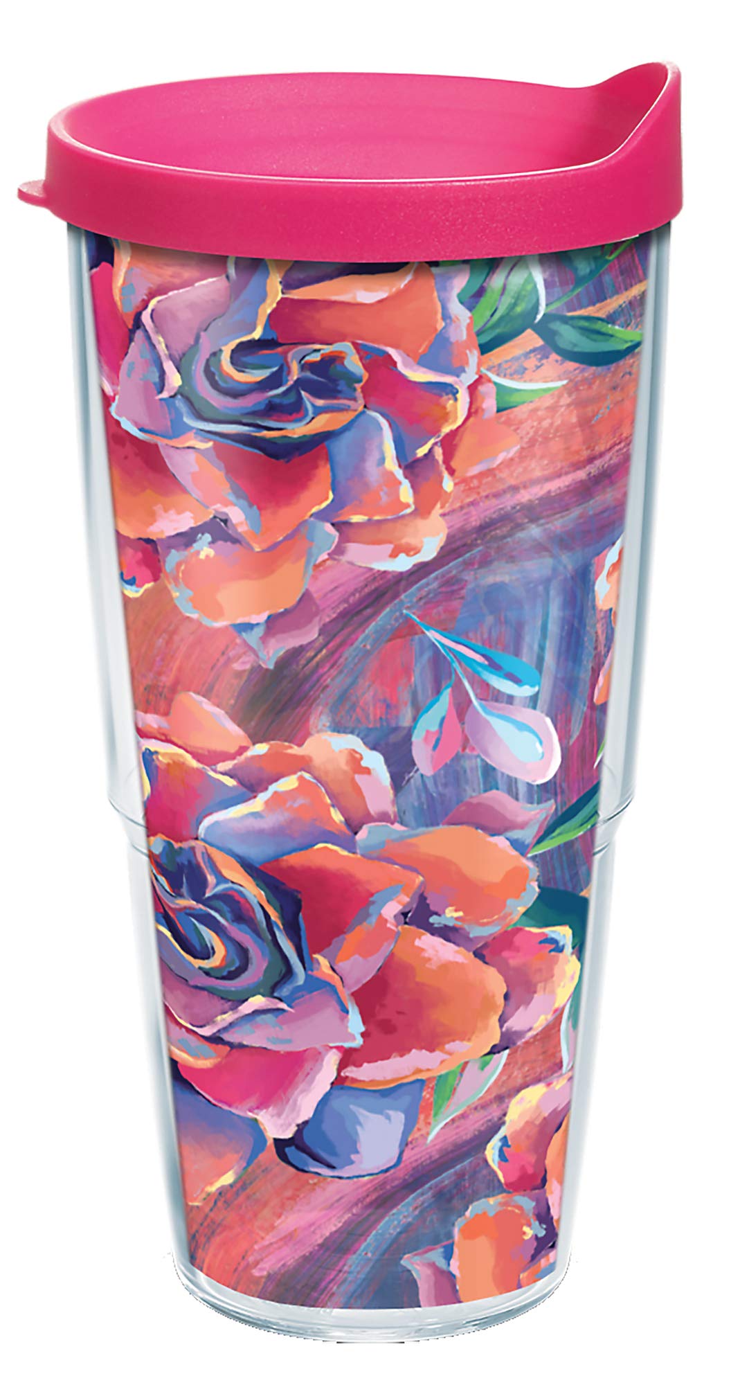 Tervis Sugar Magnolia Made In Usa Double Walled Insulated Tumbler Travel Cup Keeps Drinks Cold & Hot, 24Oz Classic, Sugar Magnol