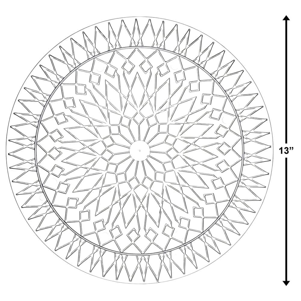 Maryland Clear Round Designed Crystal Cut Plastic Tray - 13'' (1 Pc.) - Reusable Serving Platter & Plastic Food Tray - Perfect P