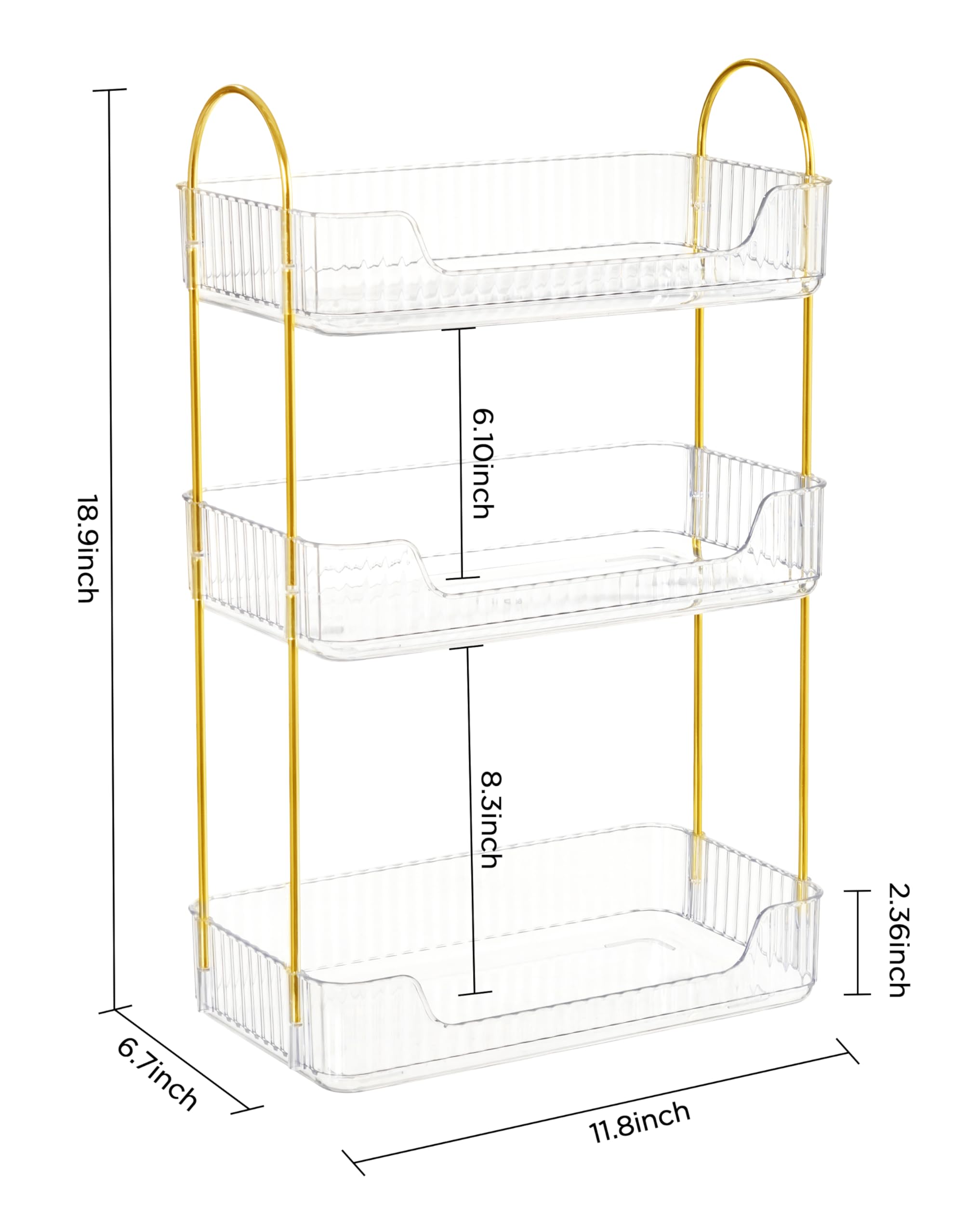 Hblife 3 Tier Bathroom Organizer Countertop, Makeup Organizer Perfume Tray Skincare Organizer For Bathroom, Dresser, Vanity, Cle