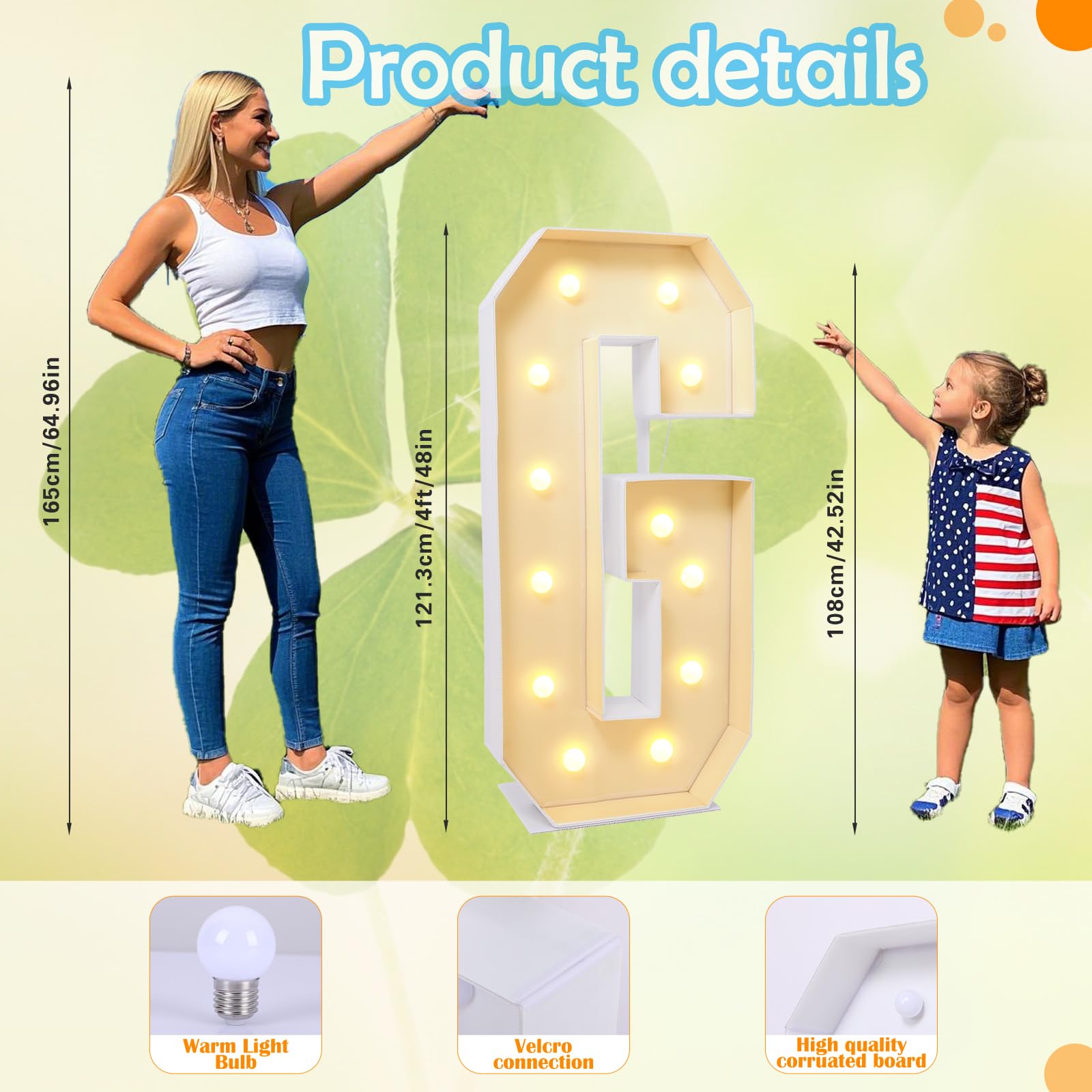 4FT Marquee Letters G Sign, Large light up Numbers Party Decoration, No Tools Easy Setup, Corrugated Plastic, Can Be Used for Bi