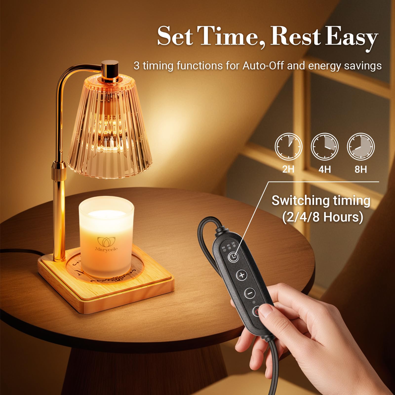 Marycele Candle Warmer Lamp with Timer for Yankee Candles, Adjustable Height Wax Melt Warmer, Birthday Gifts for Mom Women Siste
