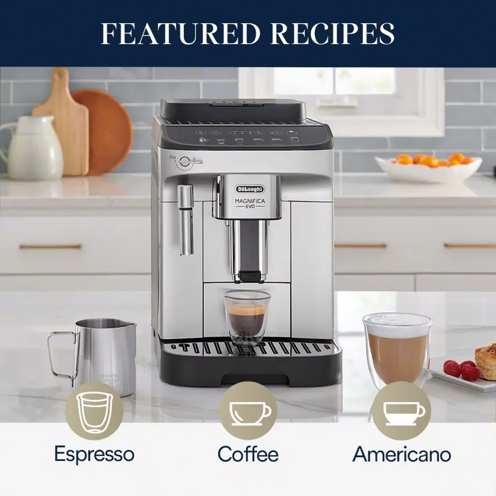 De'Longhi Magnifica Evo, Fully Automatic Machine Bean To Cup Espresso Cappuccino And Iced Coffee Maker, Colored Touch Display, B