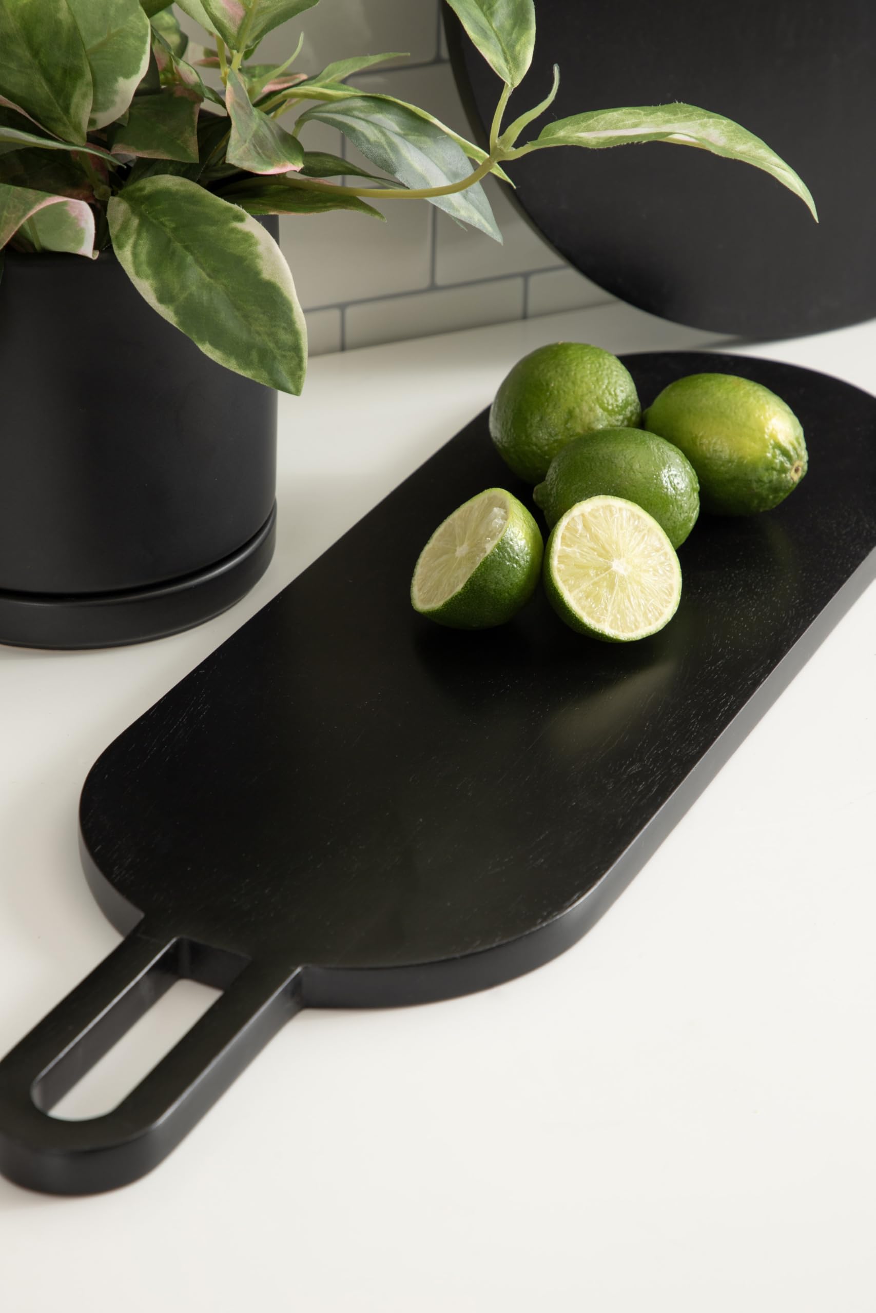 Kate and Laurel Staven Transitional Two-Piece Serving Boards Set, 7 x 22 and 14 x 18, Black, Modern Food-Safe Charcuterie Boards