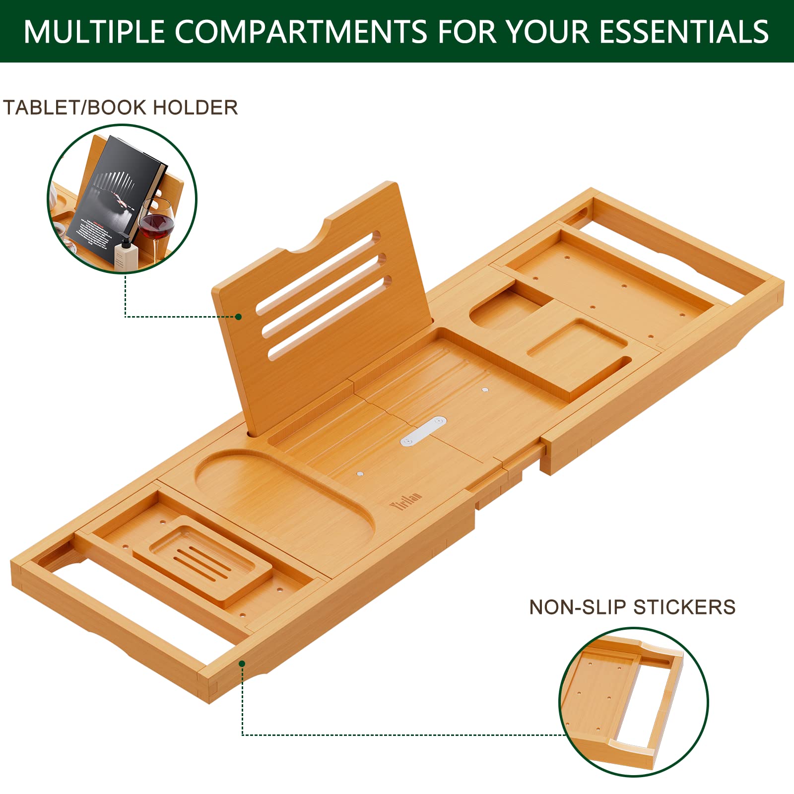 Premium Bathtub Tray Caddy - Expandable Bath Tray - Unique House Warming Gifts, New Home, Anniversary & Wedding Gifts For Couple