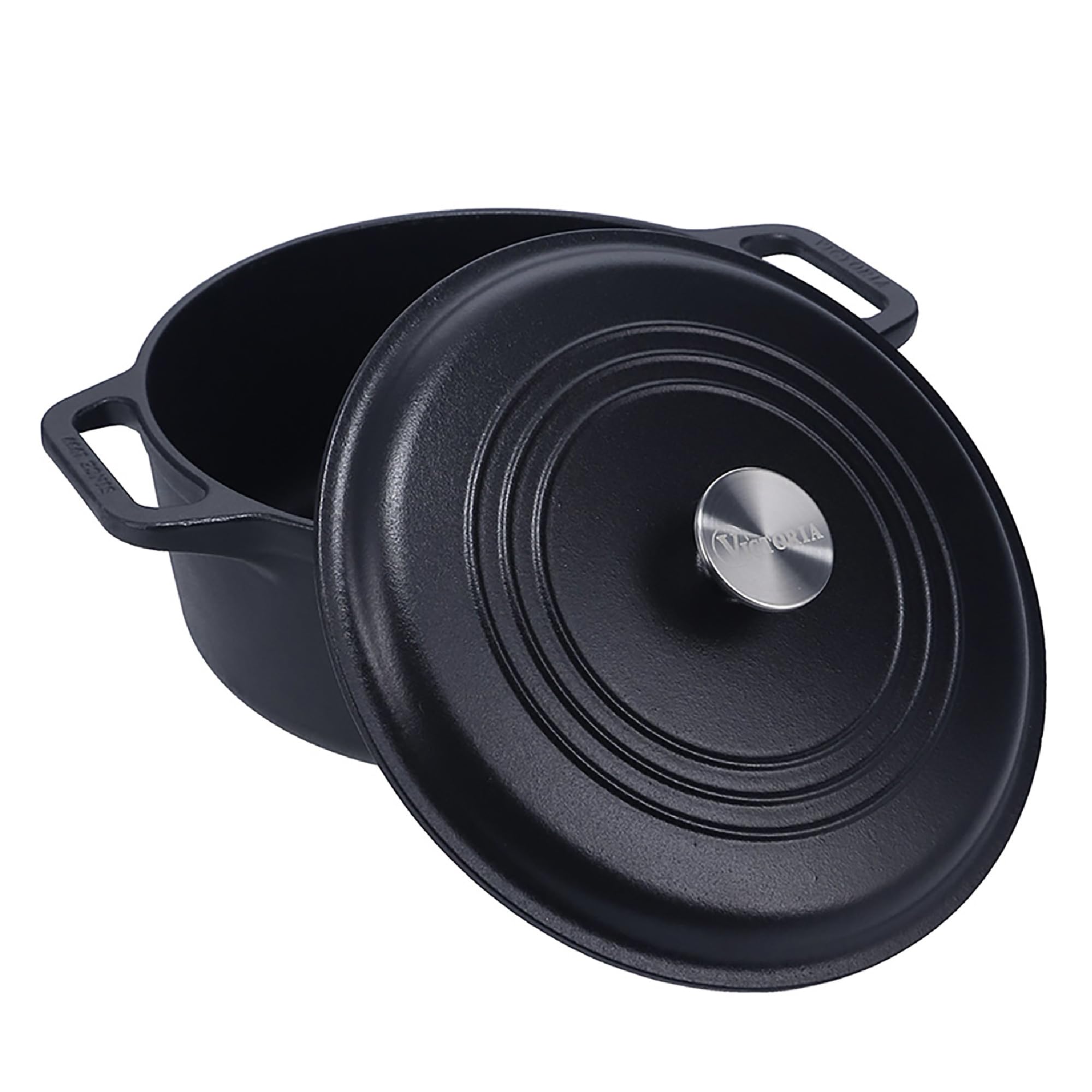 Victoria 6-Quart Cast Iron Dutch Oven With Lid And Dual Loop Handles, Seasoned With Flaxseed Oil, Made In Colombia,Black