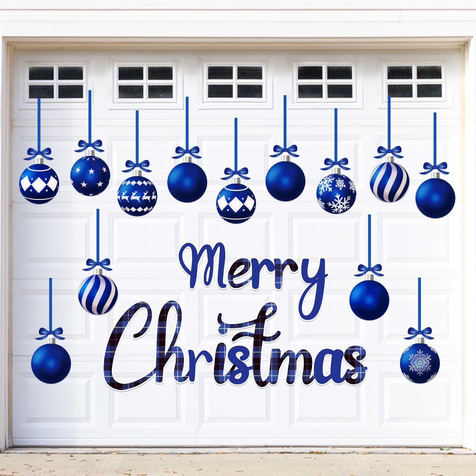 90Shine 31Pcs Christmas Garage Door Decorations Magnets - Merry Xmas Ball Holiday Refrigerator Fridge Kitchen Decor(Blue)